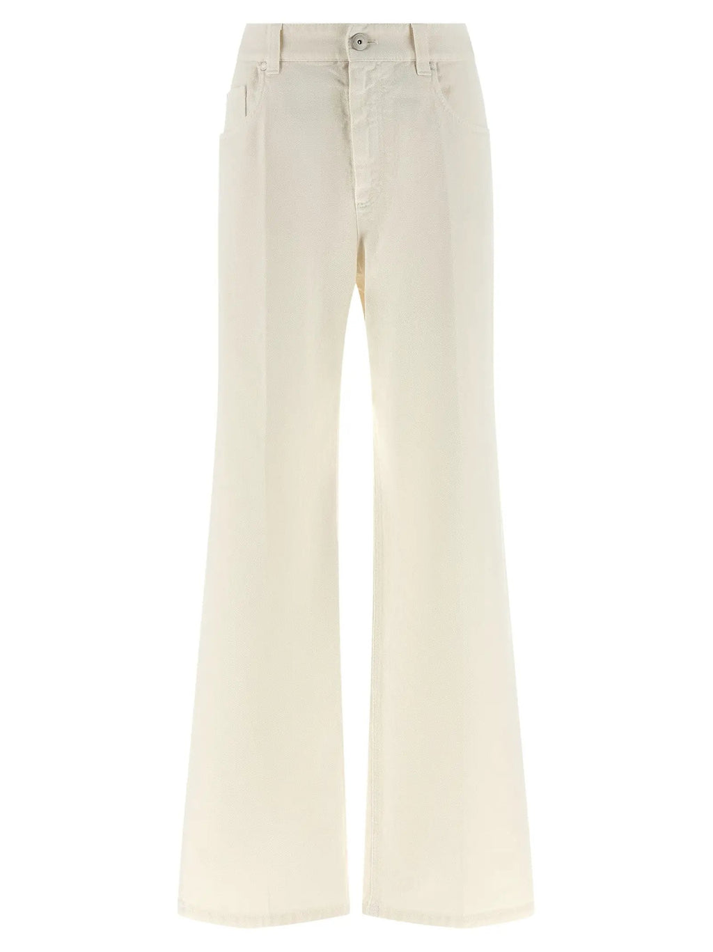 Brunello Cucinelli White Cotton Relaxed Fit Jeans
