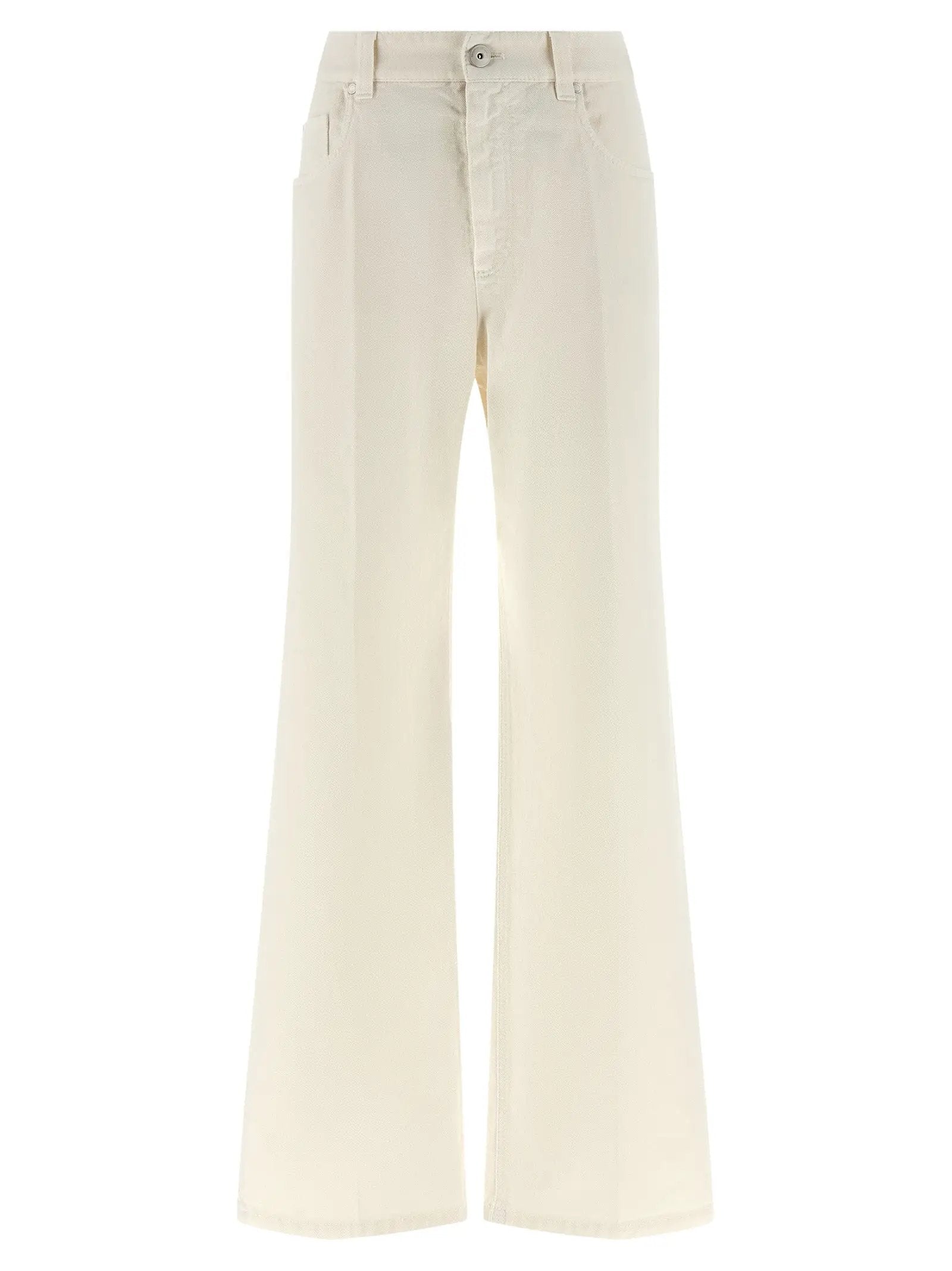 Brunello Cucinelli White Cotton Relaxed Fit Jeans