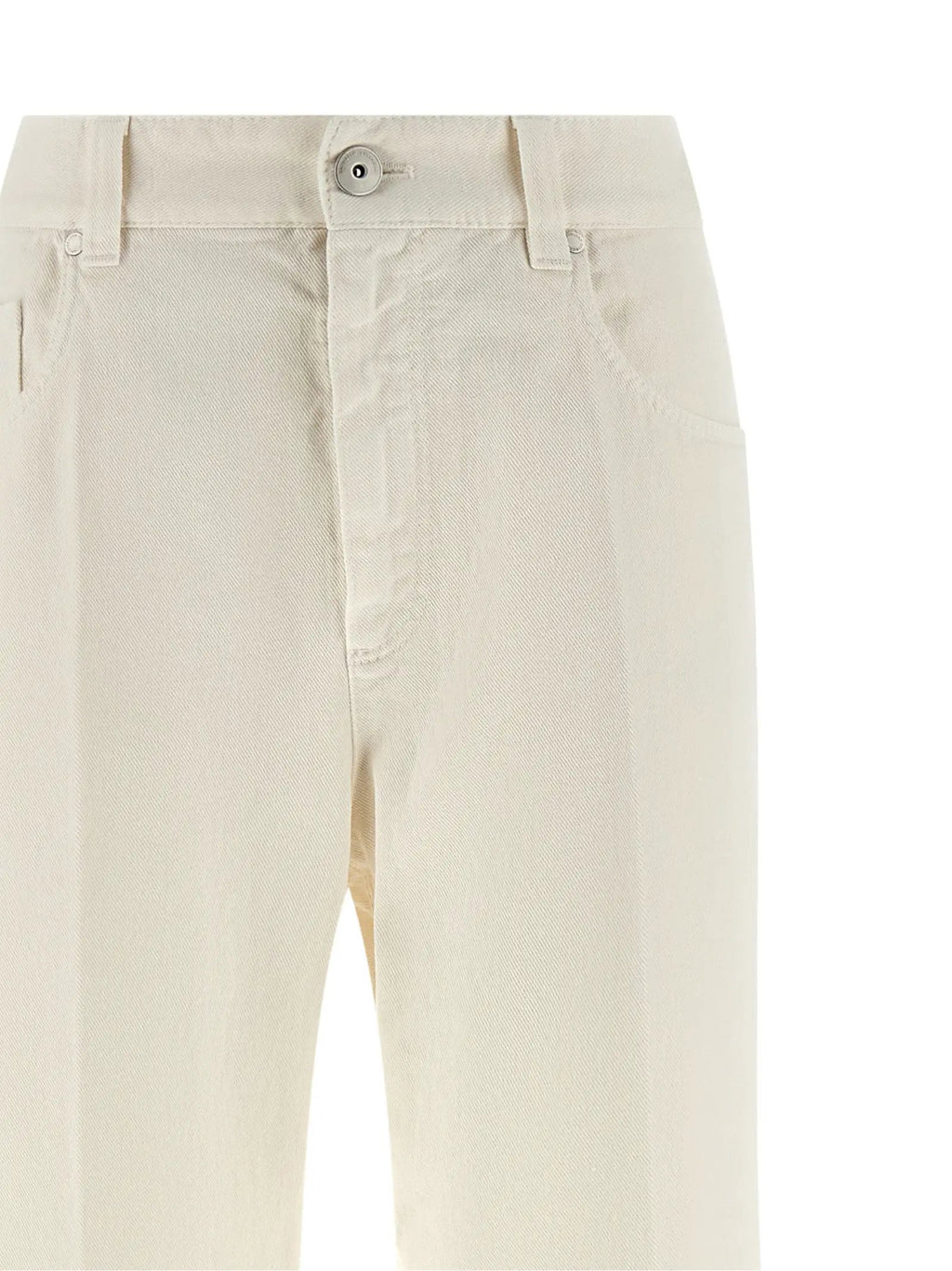 Brunello Cucinelli White Cotton Relaxed Fit Jeans