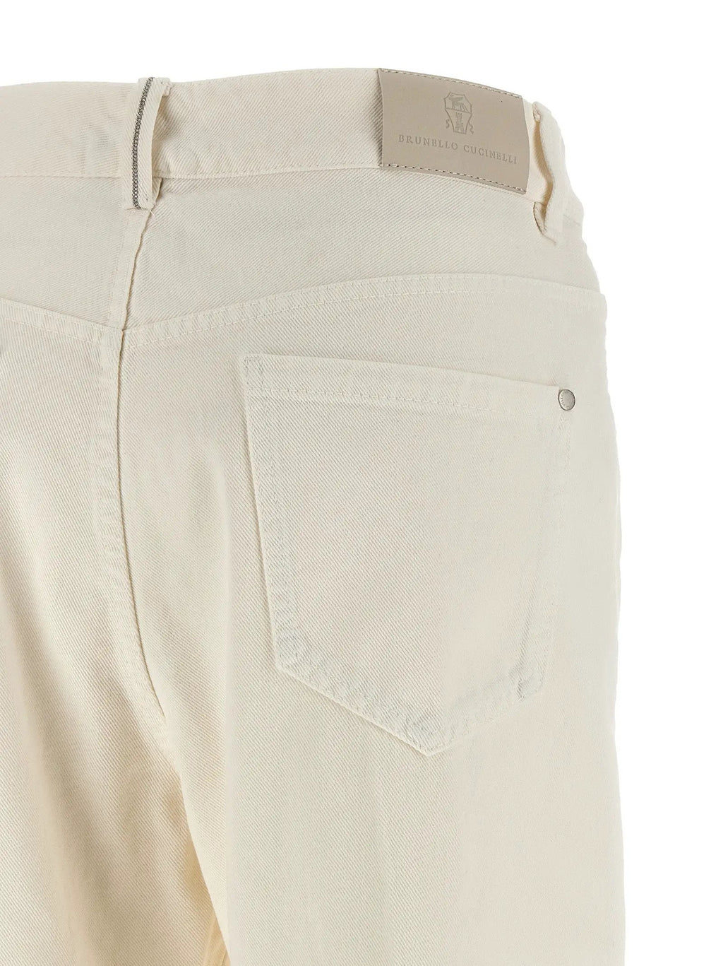Brunello Cucinelli White Cotton Relaxed Fit Jeans