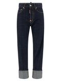 Dsquared² Blue Cotton Straight-Leg Jeans