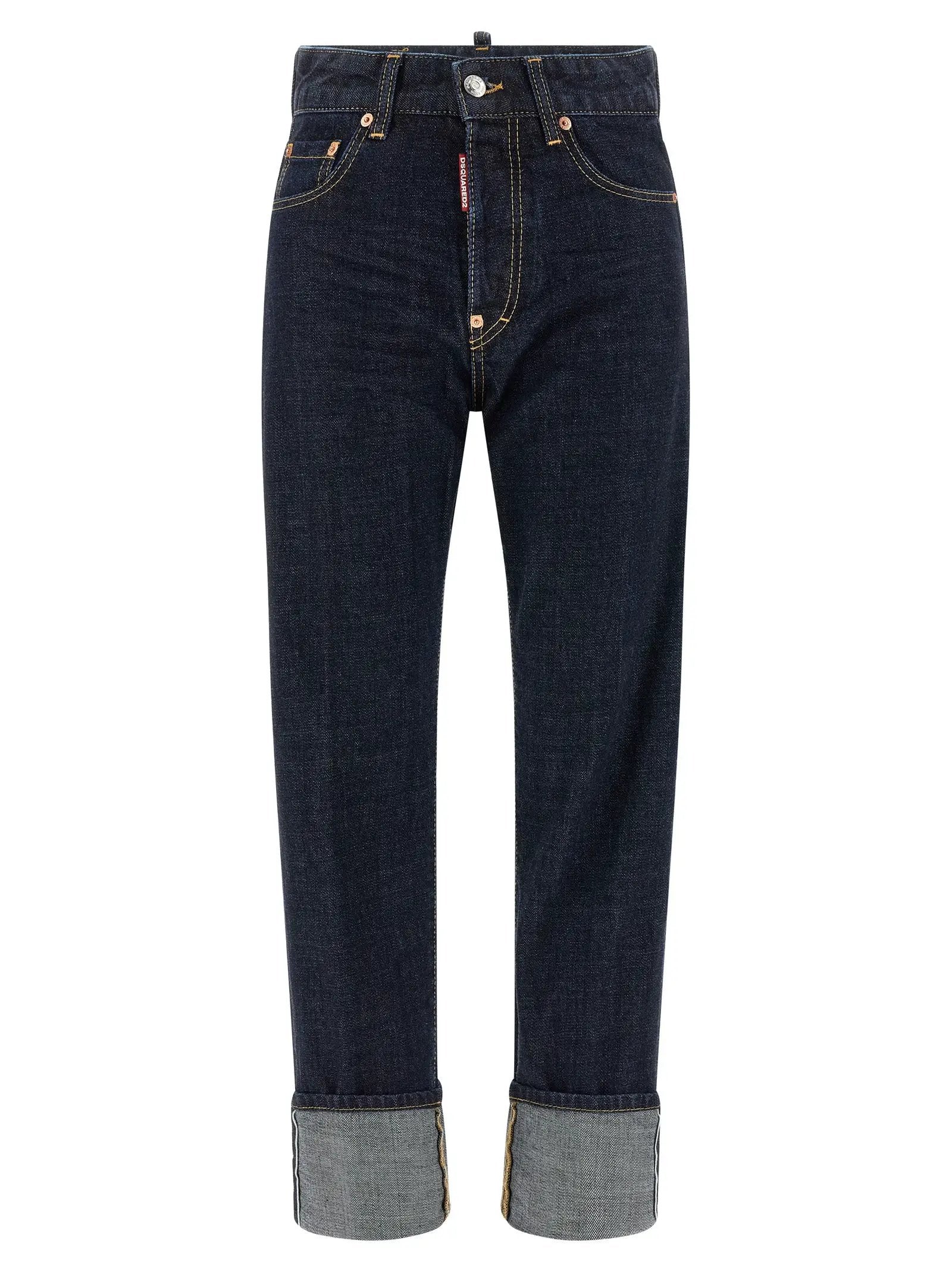 Dsquared² Blue Cotton Straight-Leg Jeans