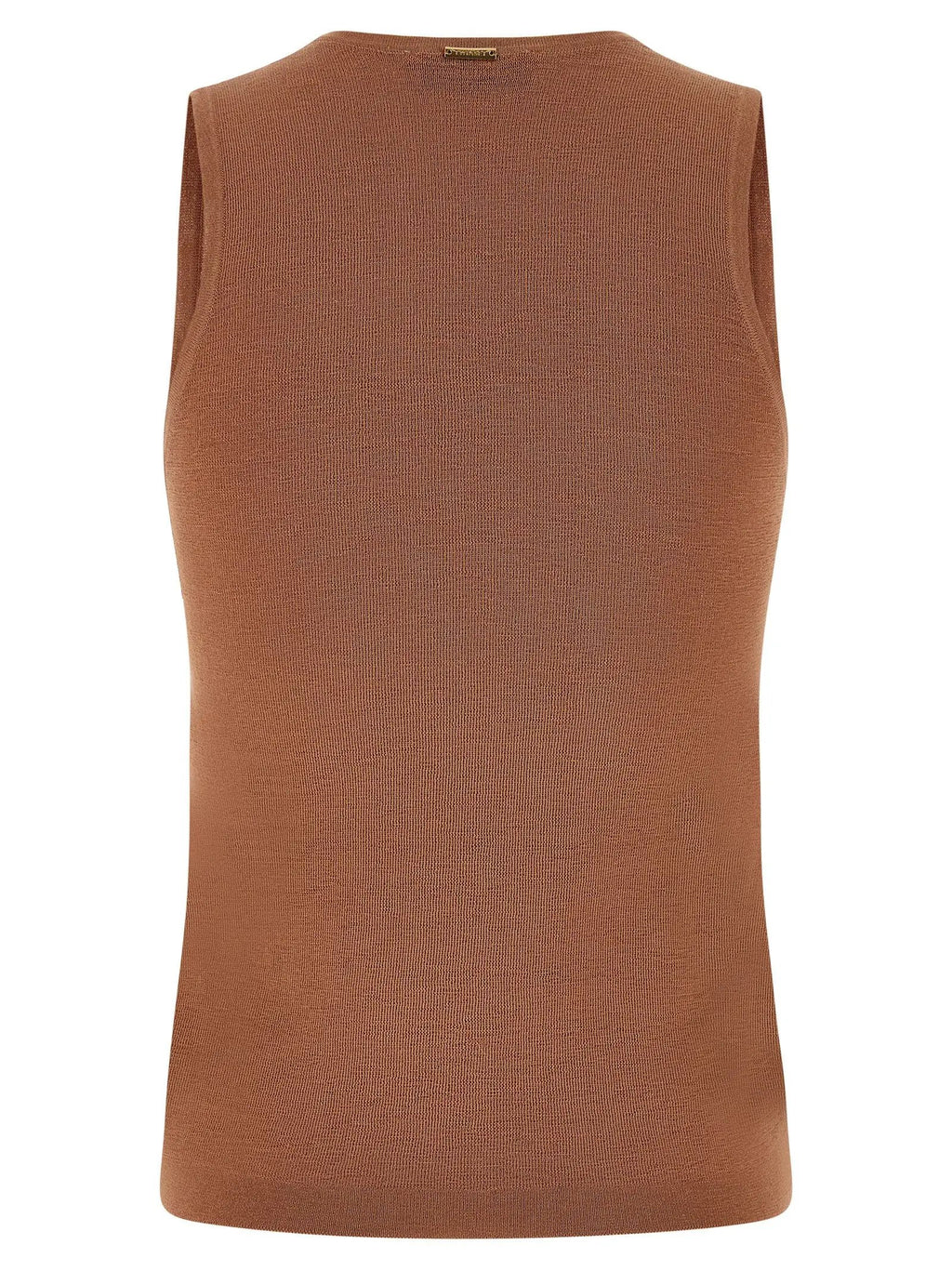 Twinset Brown Cotton Sleeveles T-Shirt