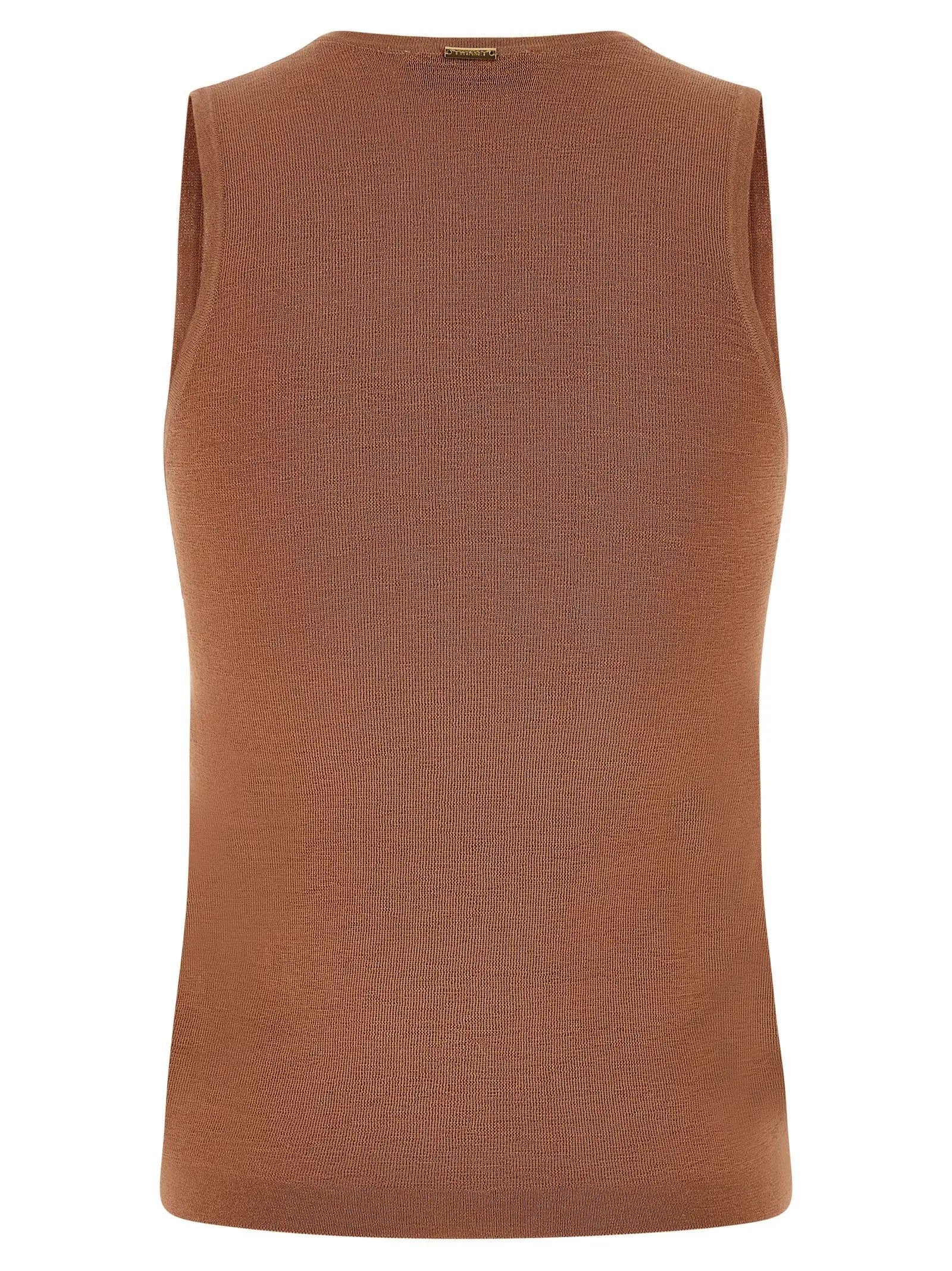 Twinset Brown Cotton Sleeveles T-Shirt