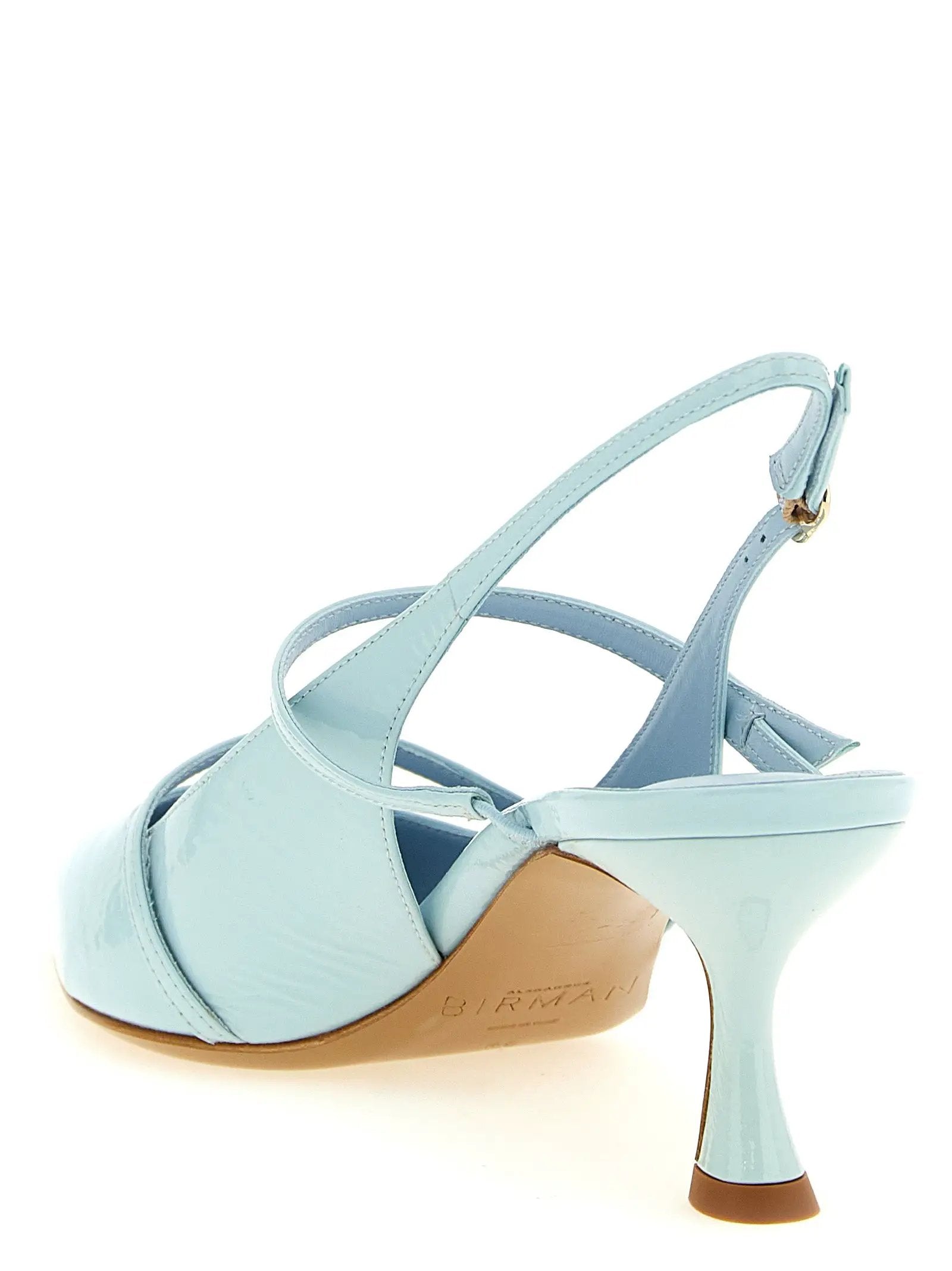 Alexandre Birman Blue Cowhide Mid Heel Pumps