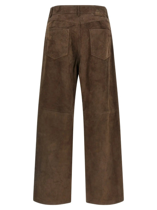 Pantalon décontracté en cuir d'agneau marron 'S Max Mara