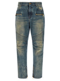 Balmain Blue Cotton Straight-Leg Jeans