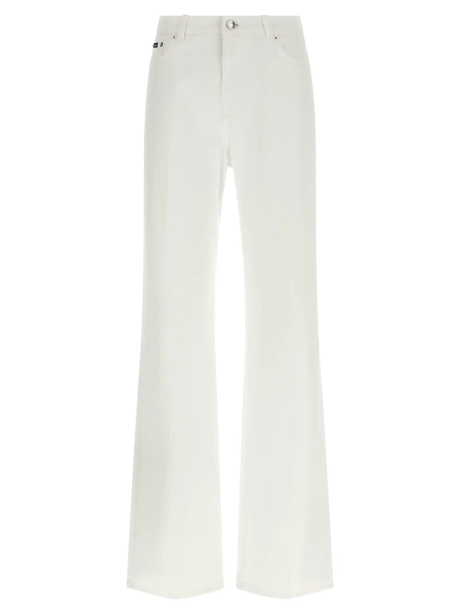 Dolce & Gabbana White Cotton Flared Jeans