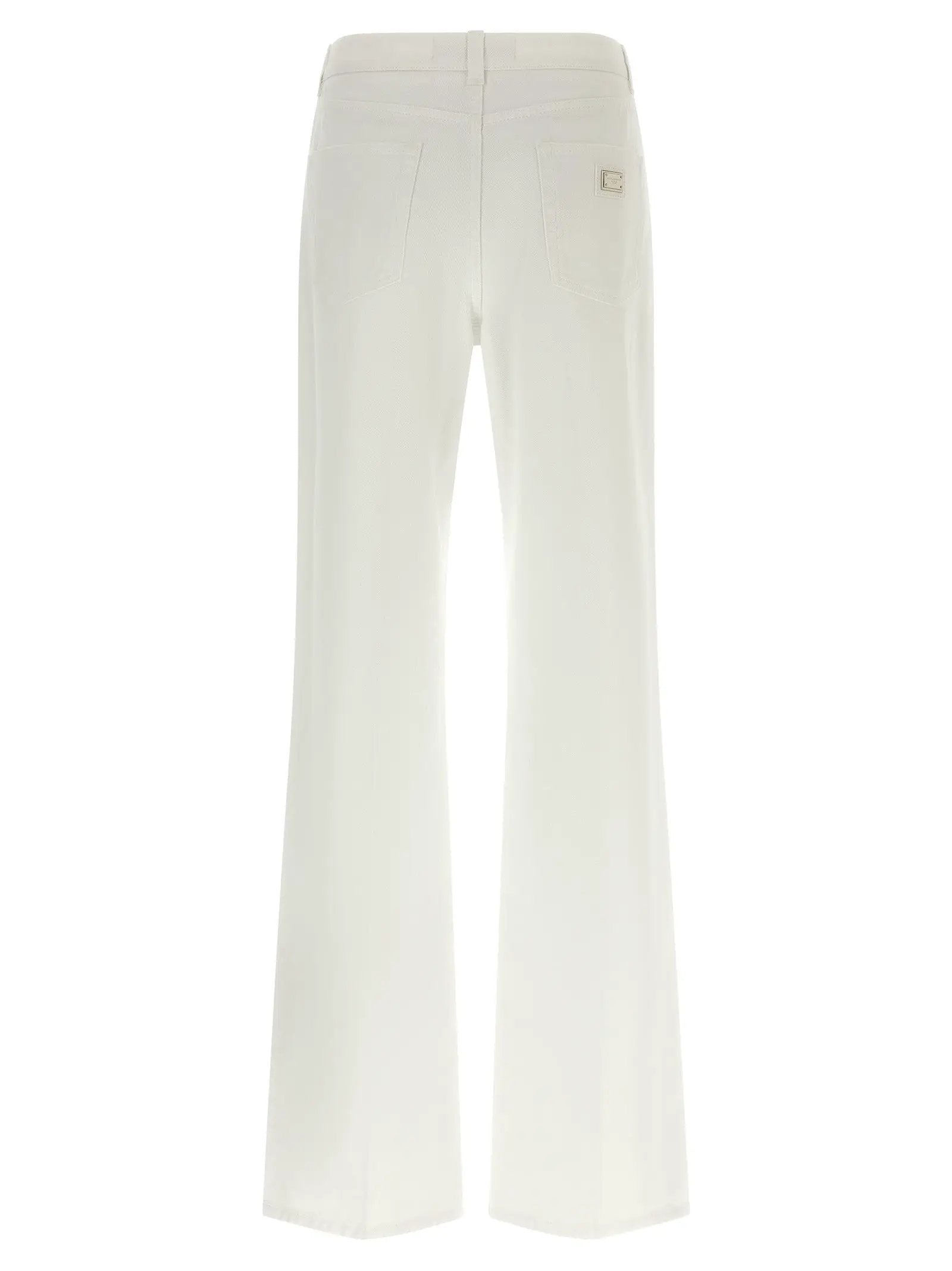 Dolce & Gabbana White Cotton Flared Jeans
