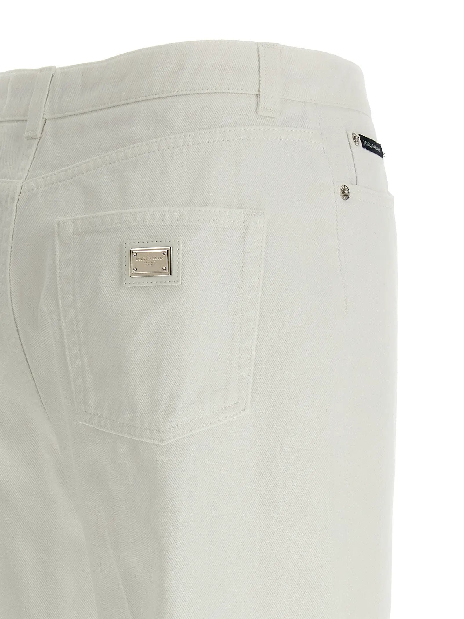 Dolce & Gabbana White Cotton Flared Jeans