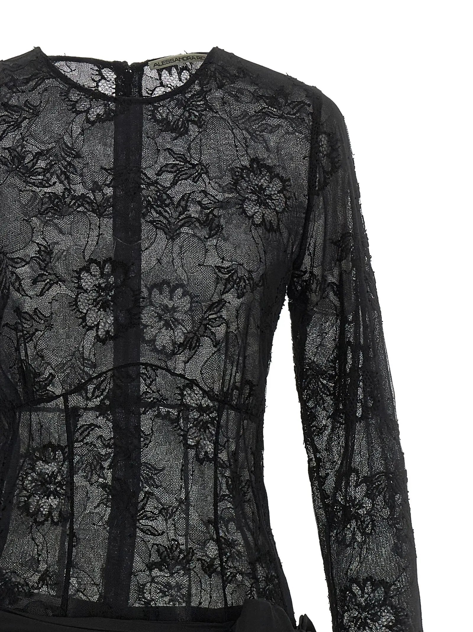 Alessandra Rich Black Viscose Long Dress