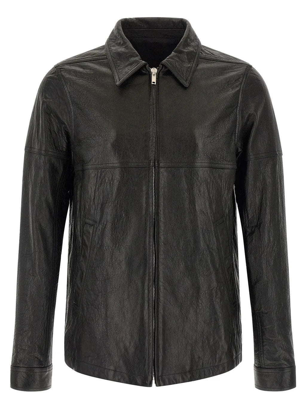 Rick Owens Black Lamb Leather Leather Jacket
