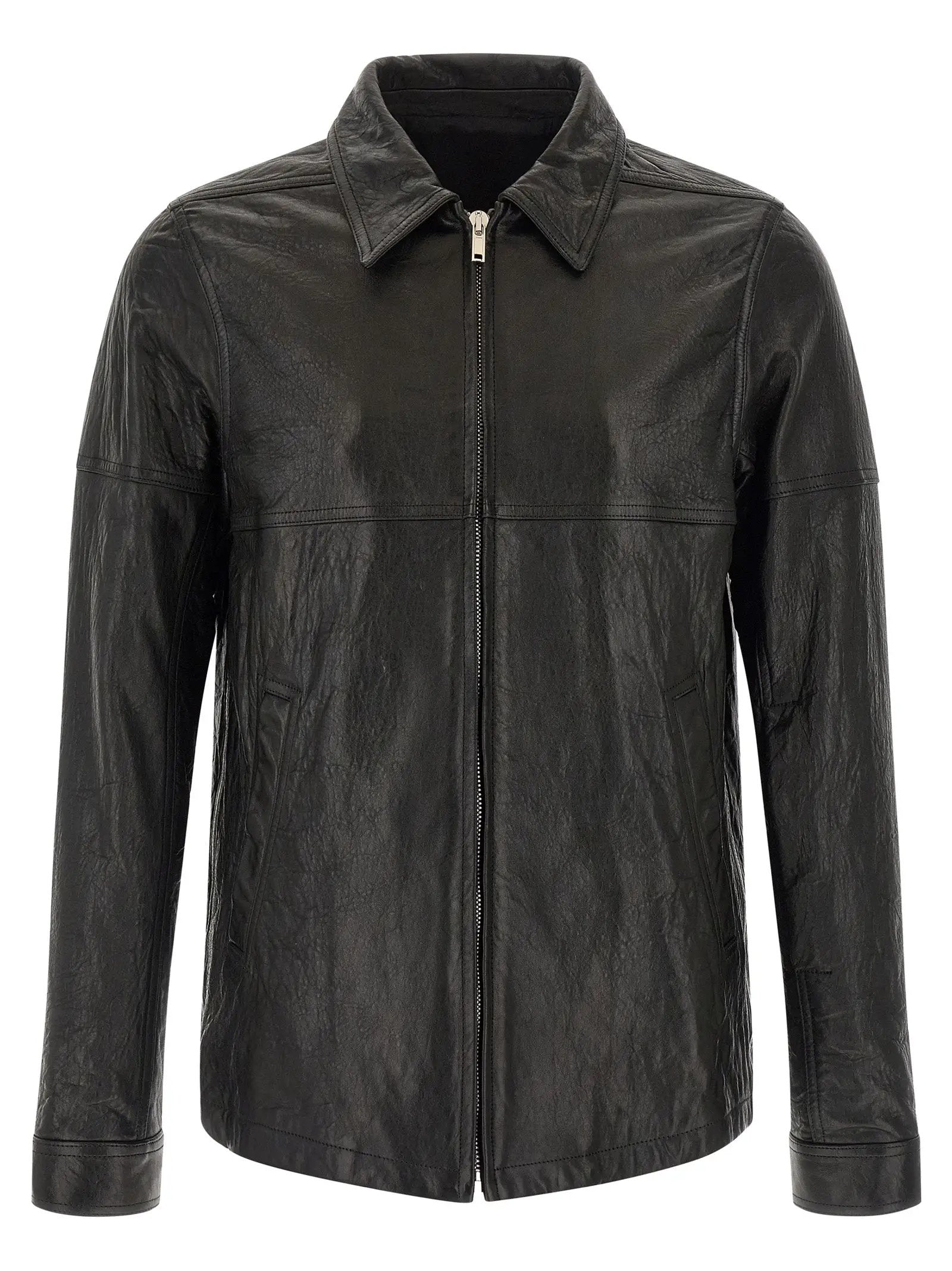 Rick Owens Black Lamb Leather Leather Jacket