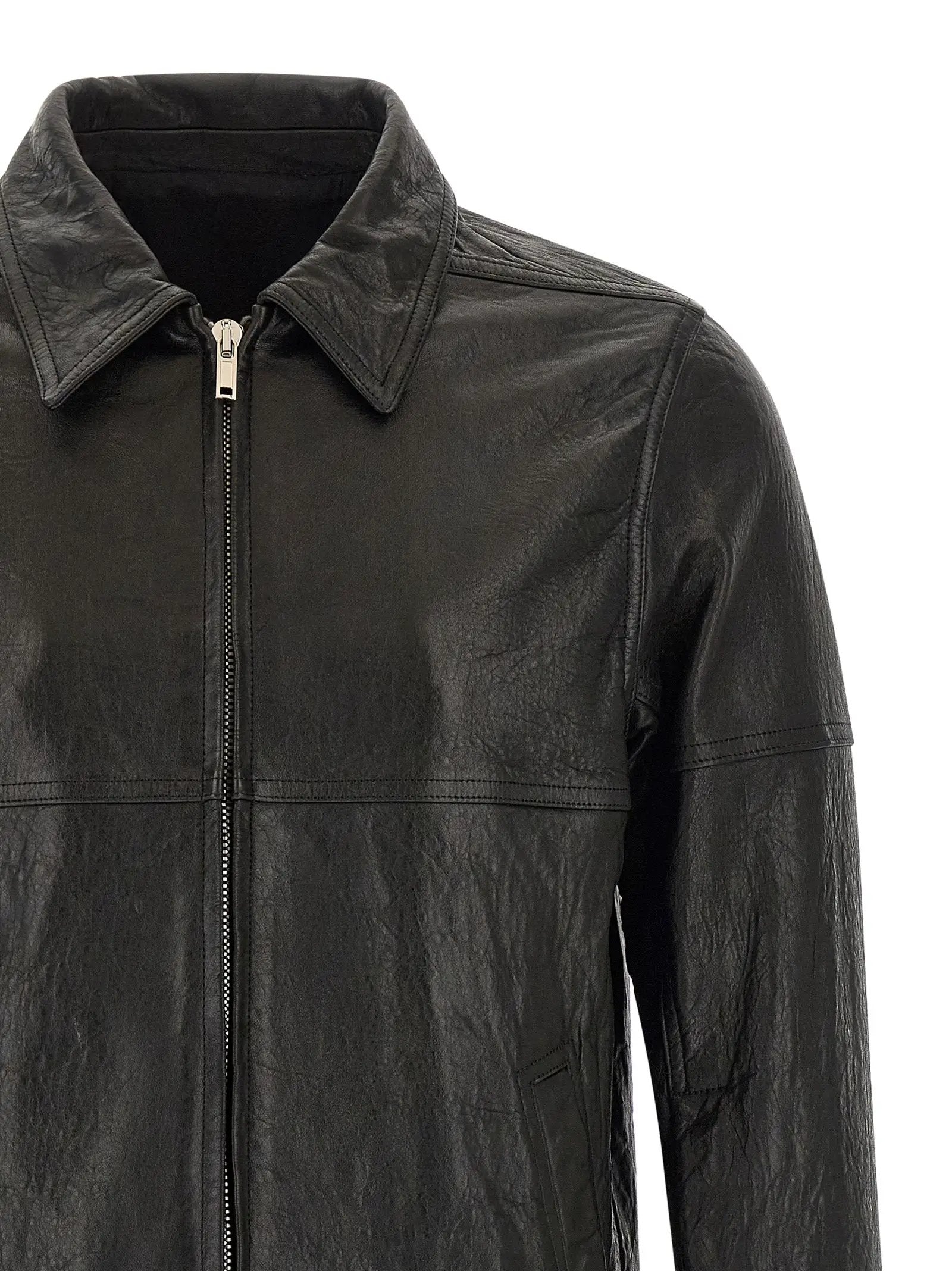 Rick Owens Black Lamb Leather Leather Jacket