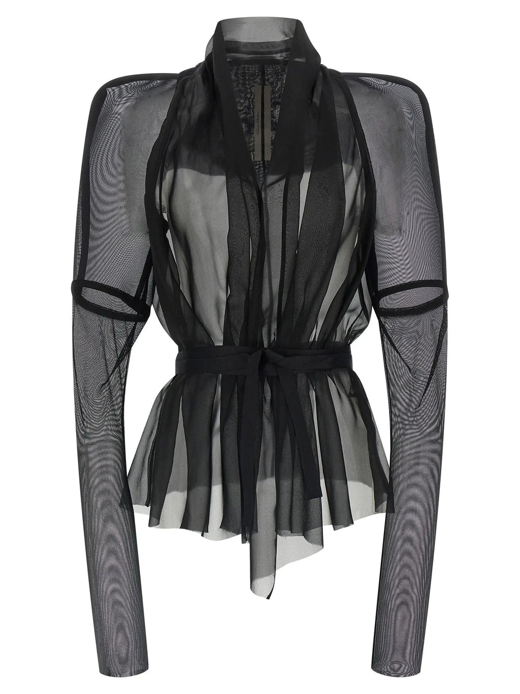 Rick Owens Black Silk Full-Length Jacket