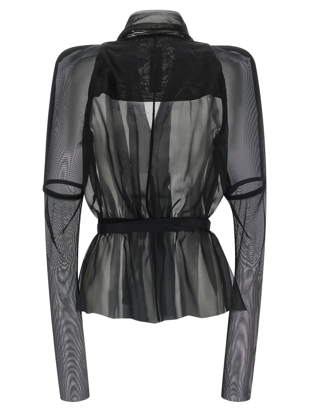 Rick Owens Black Silk Full-Length Jacket