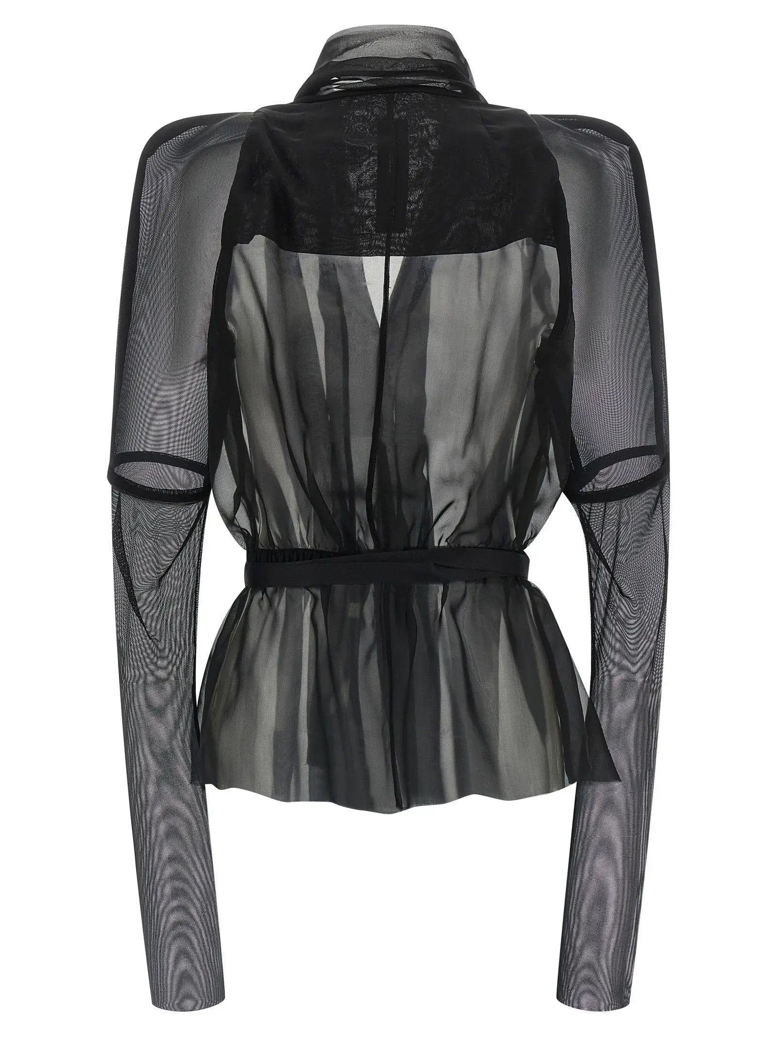 Rick Owens Black Silk Full-Length Jacket