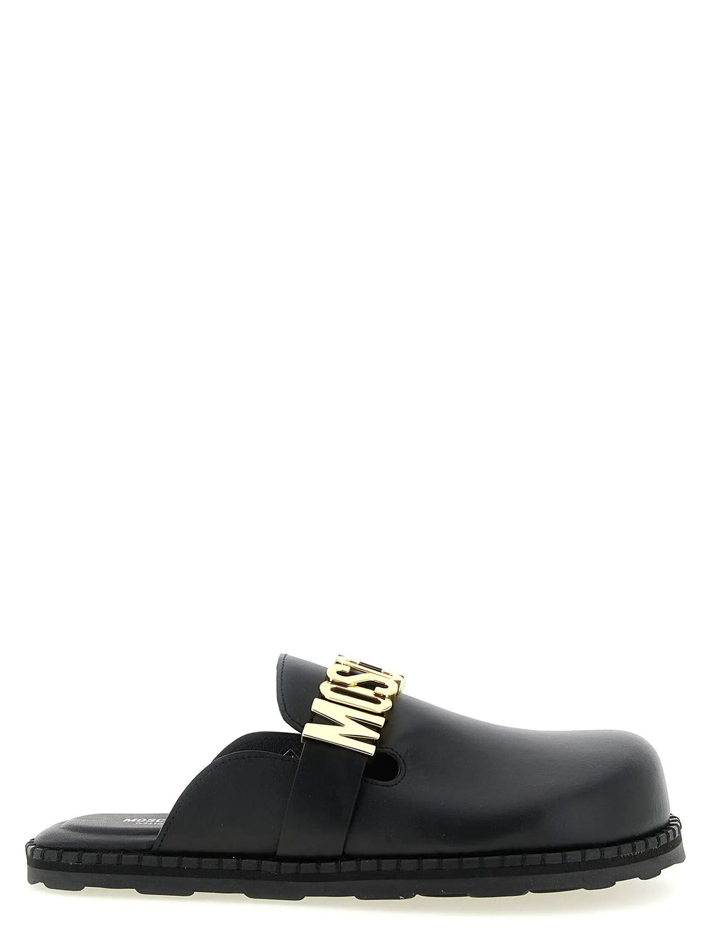 Moschino Black Calfskin Clogs