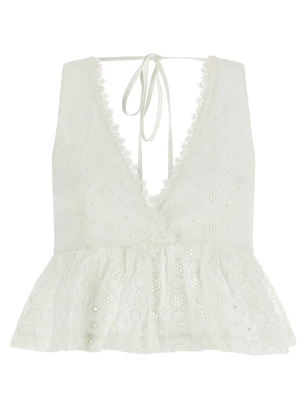 PINKO White Cotton Sleeveles T-Shirt