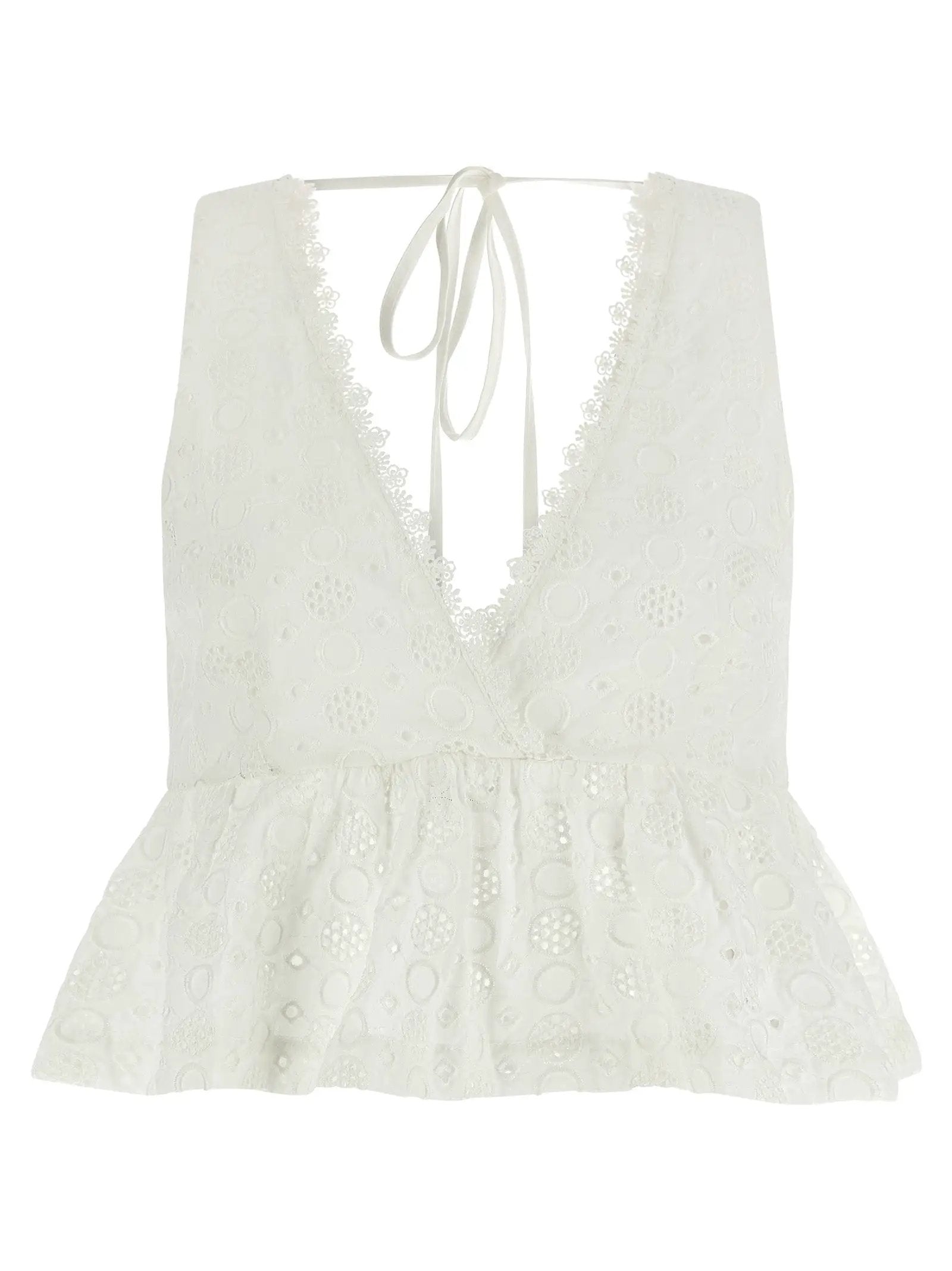 PINKO White Cotton Sleeveles T-Shirt