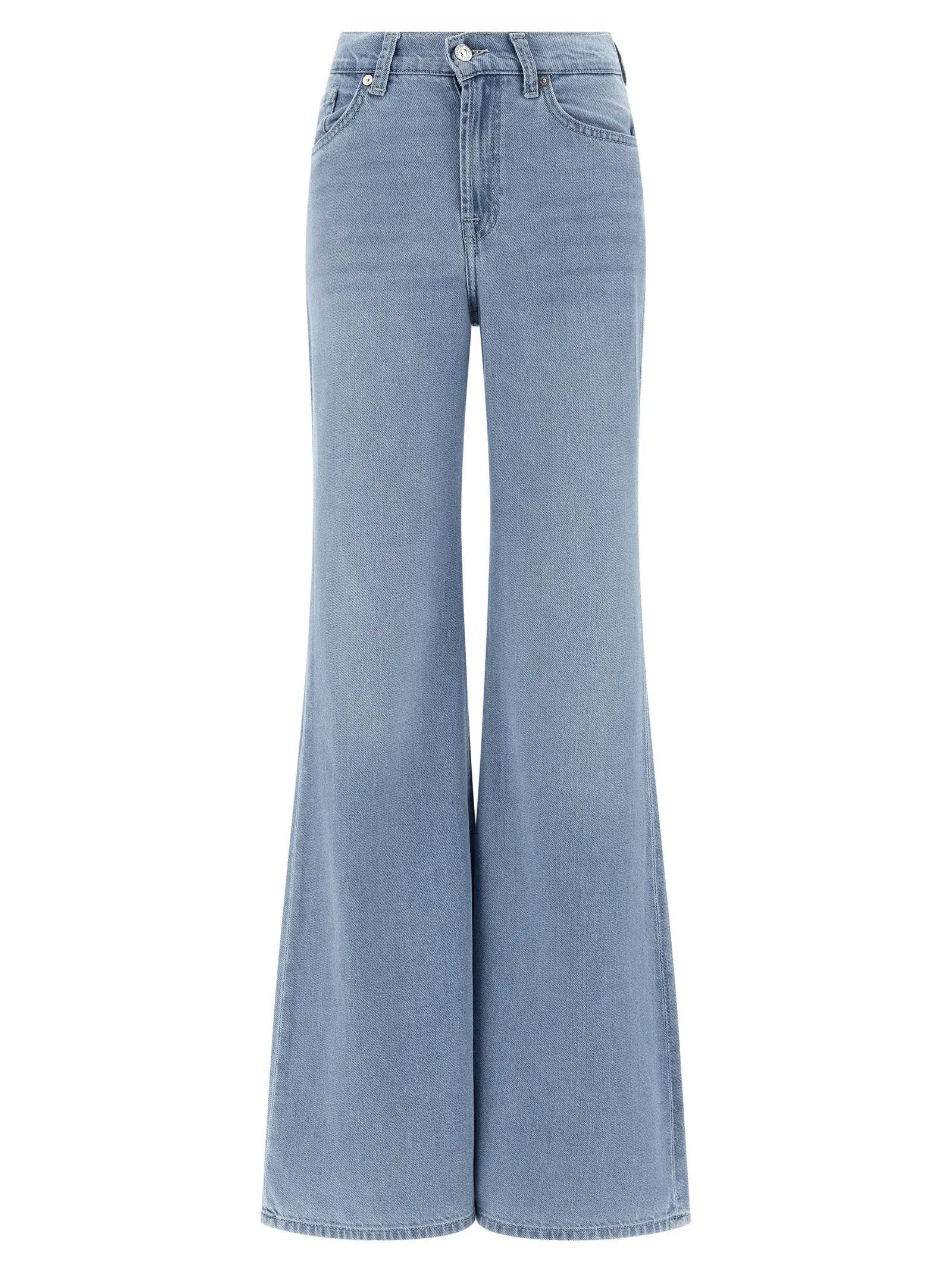 7 For All Mankind Blue Cotton Flared Jeans