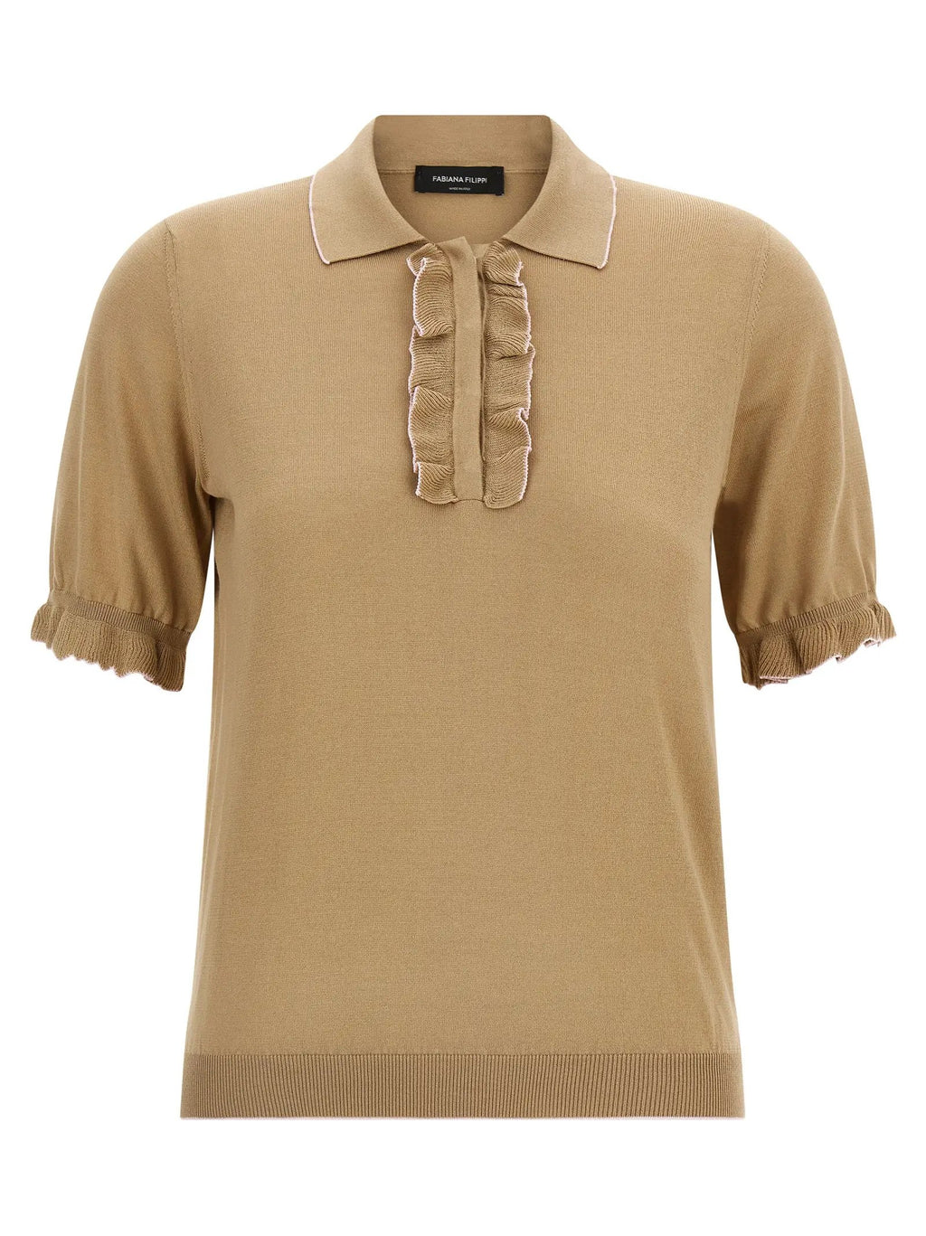 Fabiana Filippi Beige Silk Polo Shirt