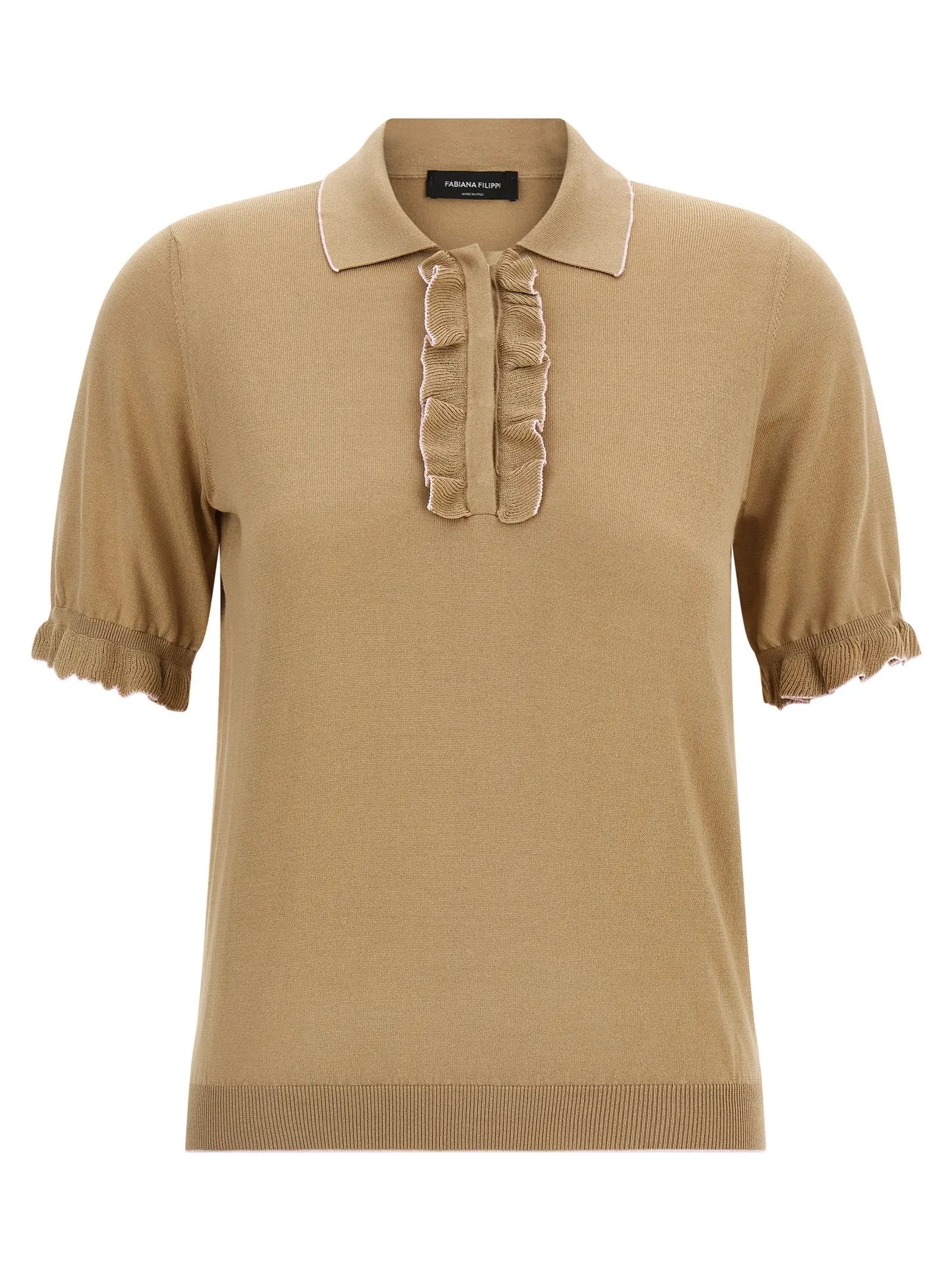 Fabiana Filippi Beige Silk Polo Shirt