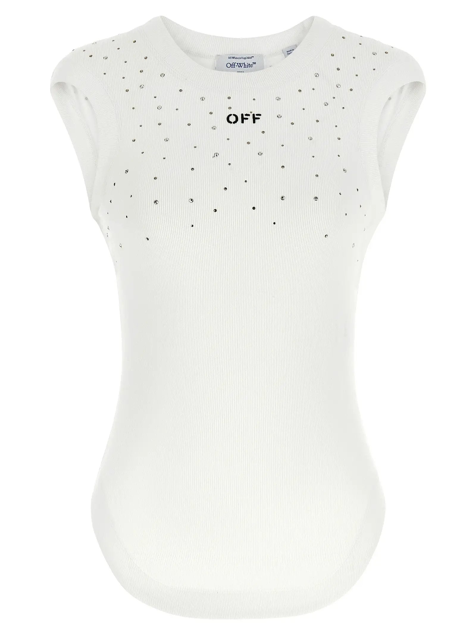 Off-White White Viscose Sleeveles T-Shirt