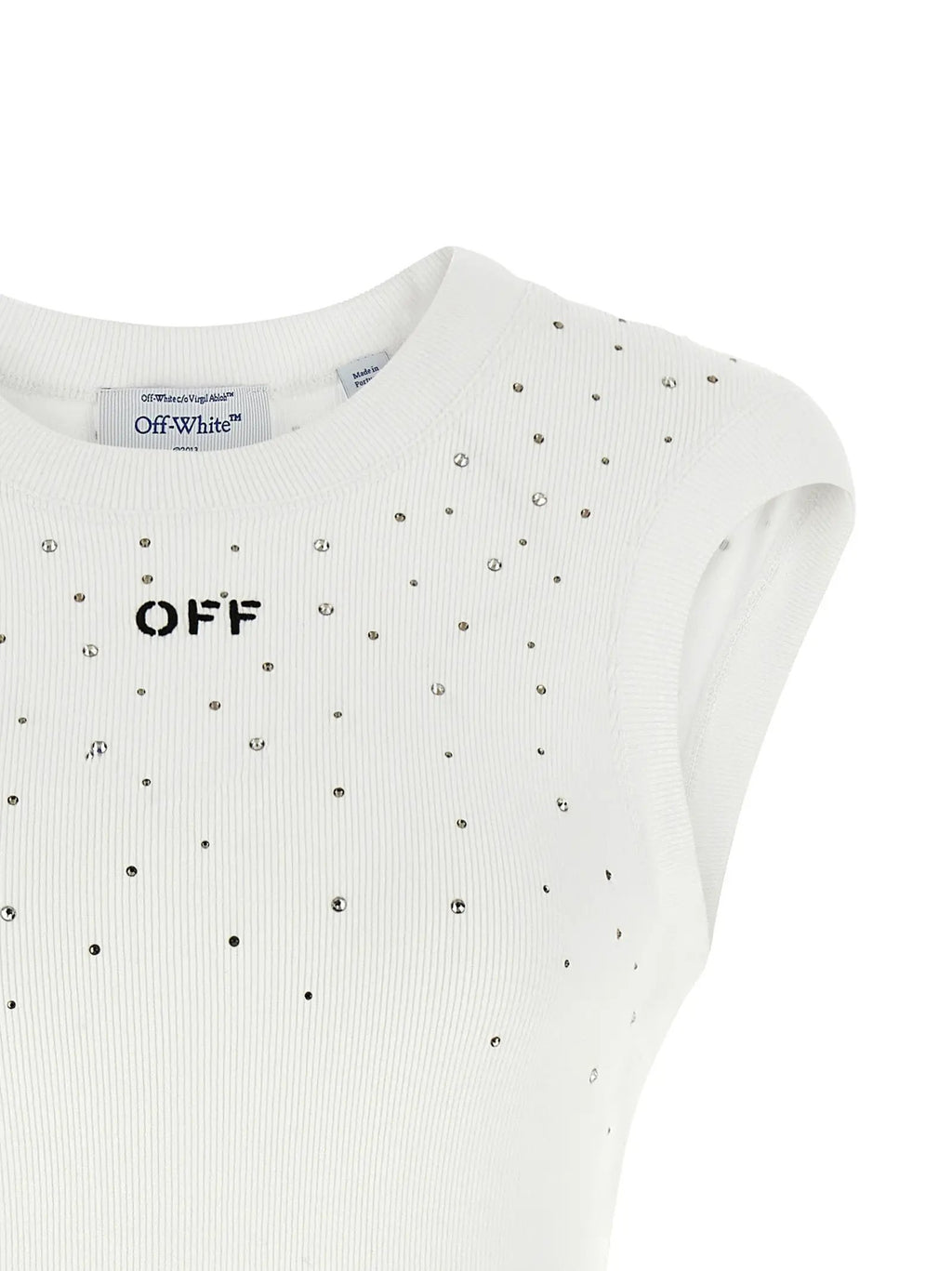 Off-White White Viscose Sleeveles T-Shirt