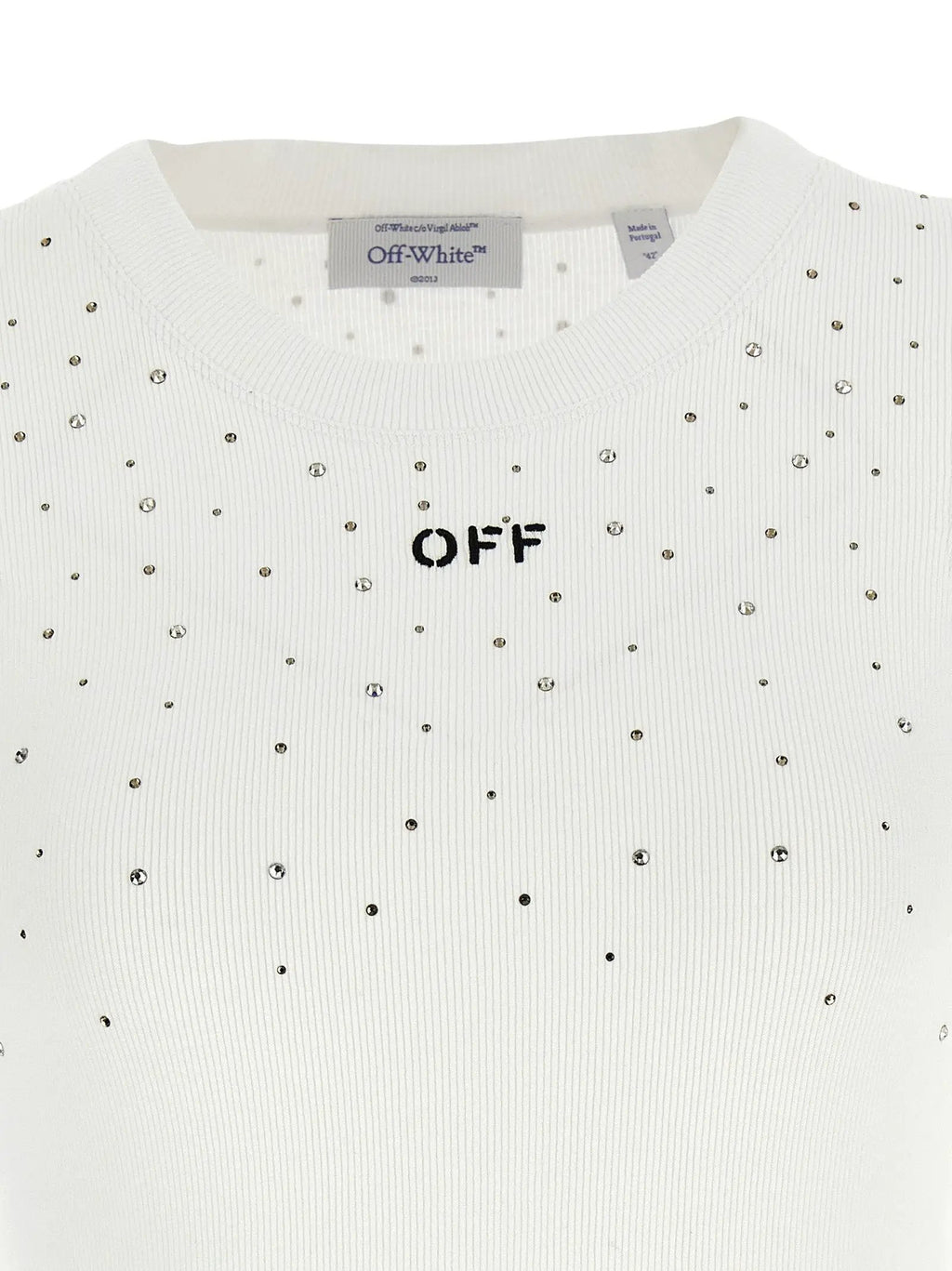 Off-White White Viscose Sleeveles T-Shirt