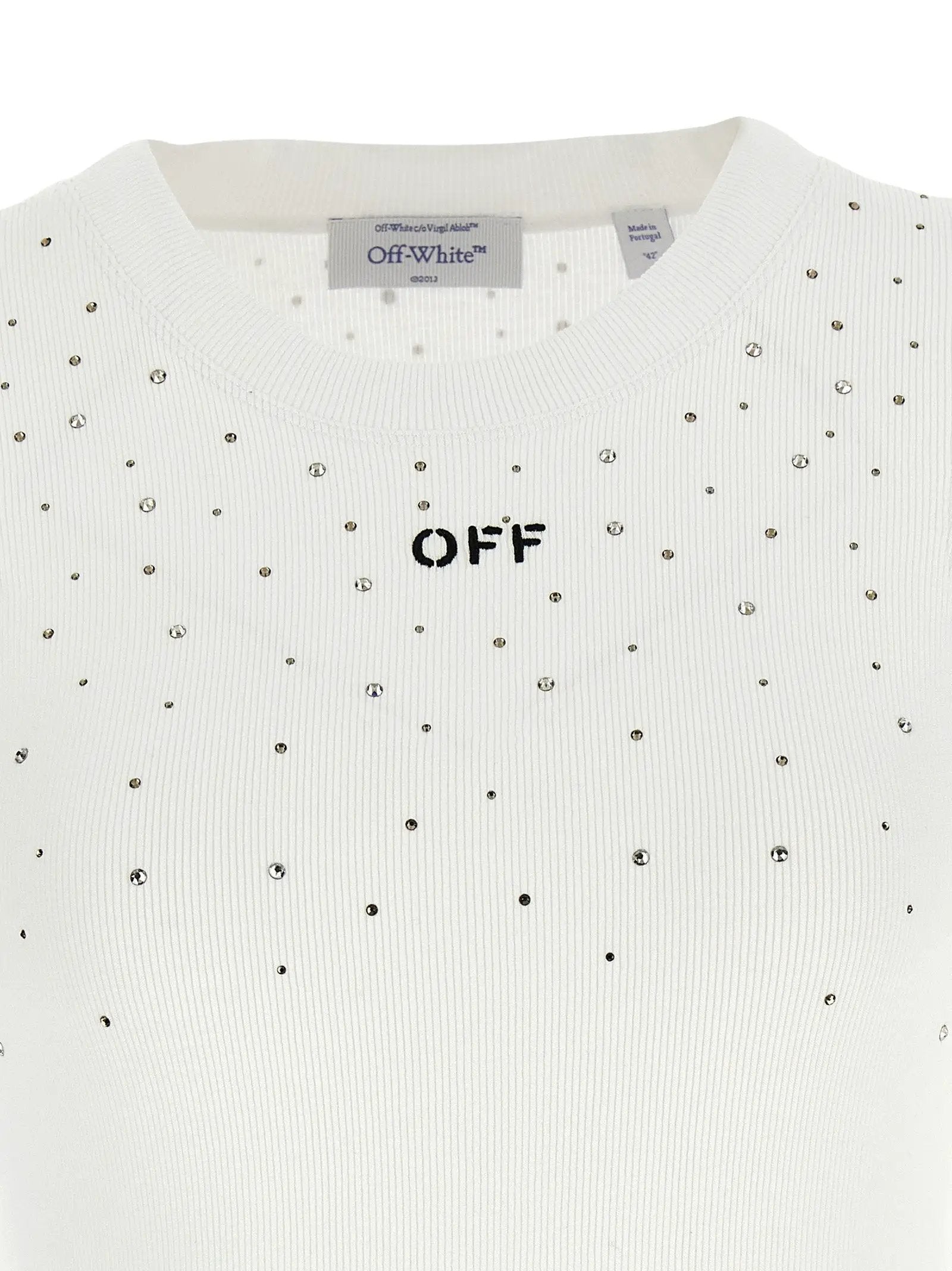 Off-White White Viscose Sleeveles T-Shirt