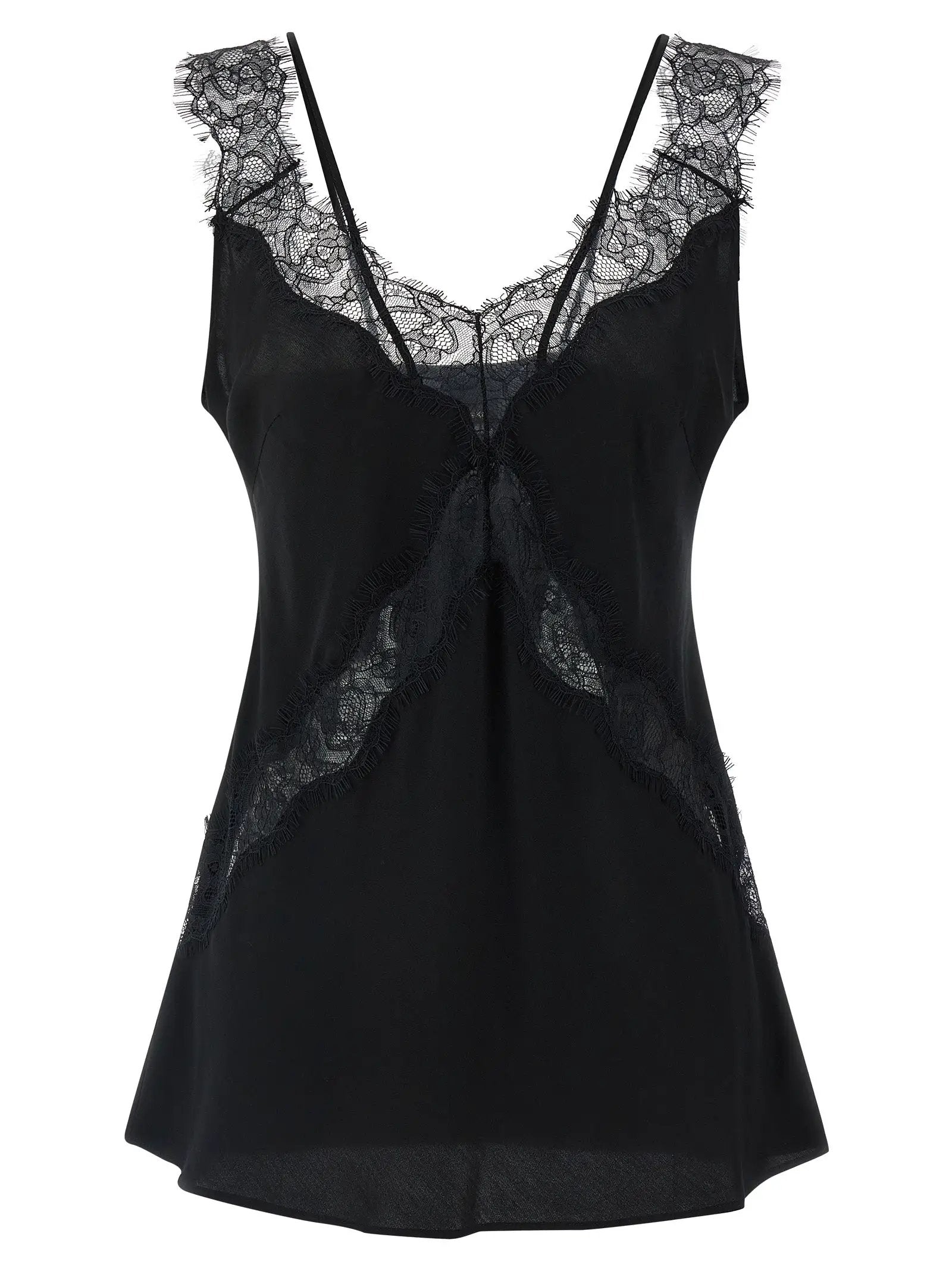 PINKO Black Viscose Sleeveles T-Shirt