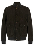 MooRER Brown Lamb Leather Leather Jacket