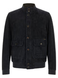 MooRER Blue Lamb Leather Leather Jacket