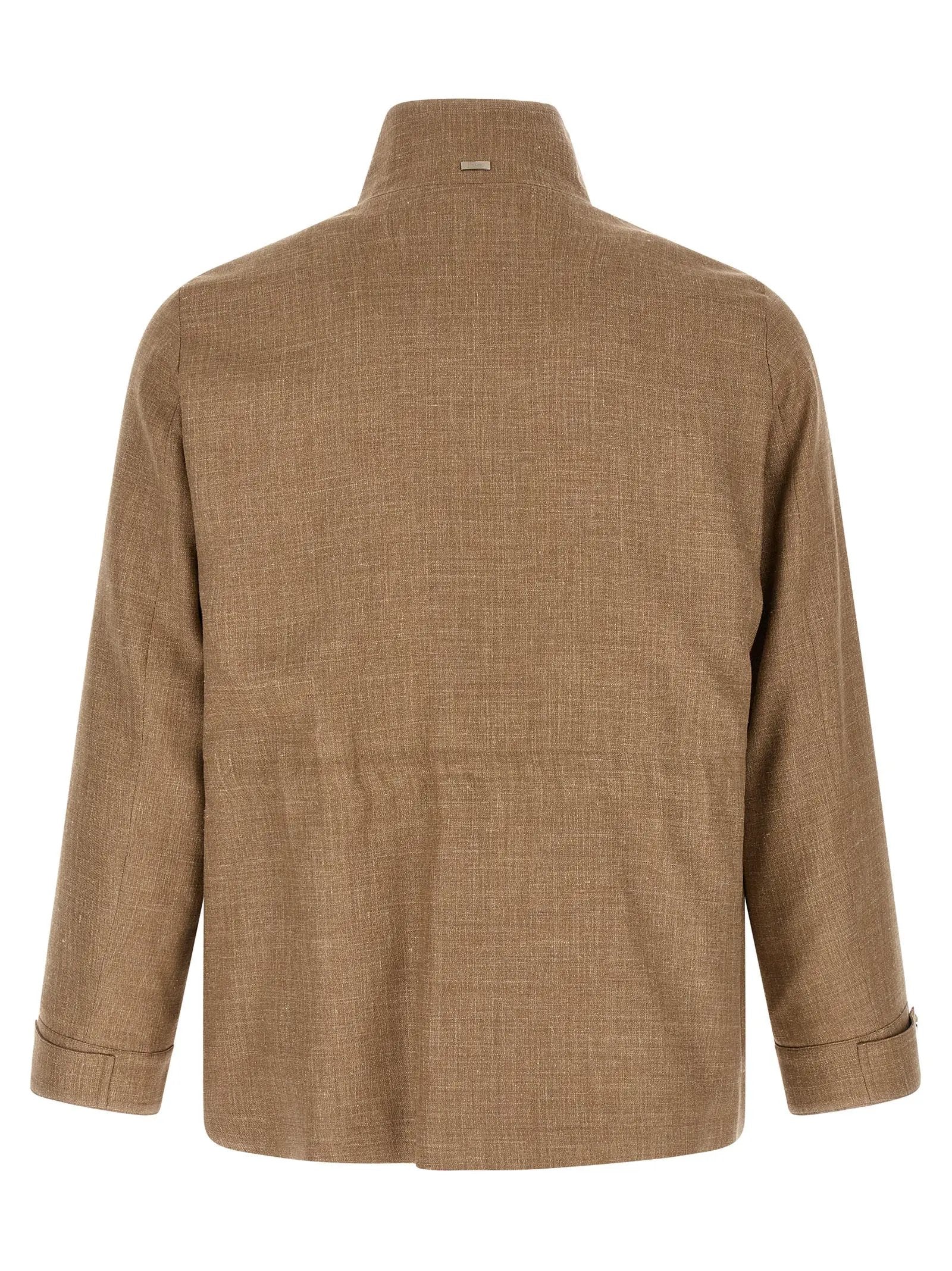 Herno Beige Wool Full-Length Jacket