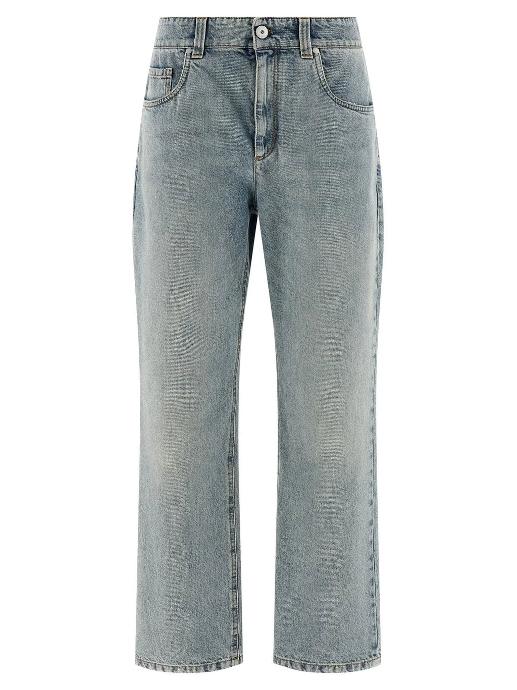 Jean droit en coton bleu Brunello Cucinelli