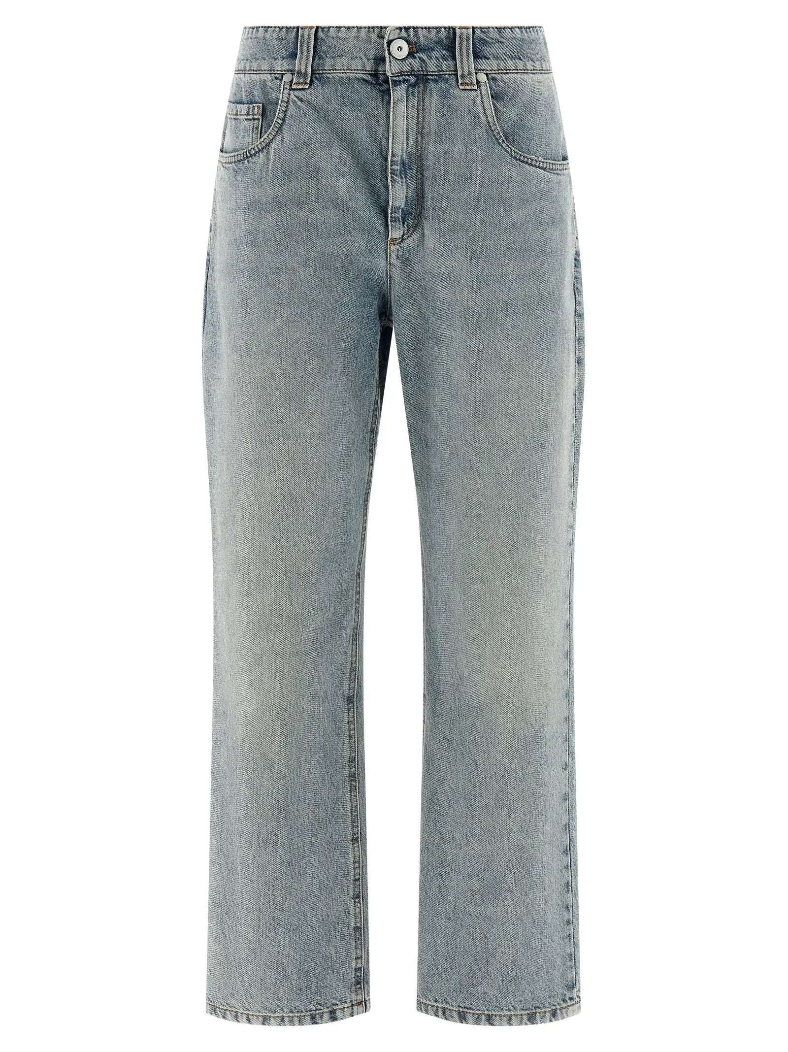 Jean droit en coton bleu Brunello Cucinelli