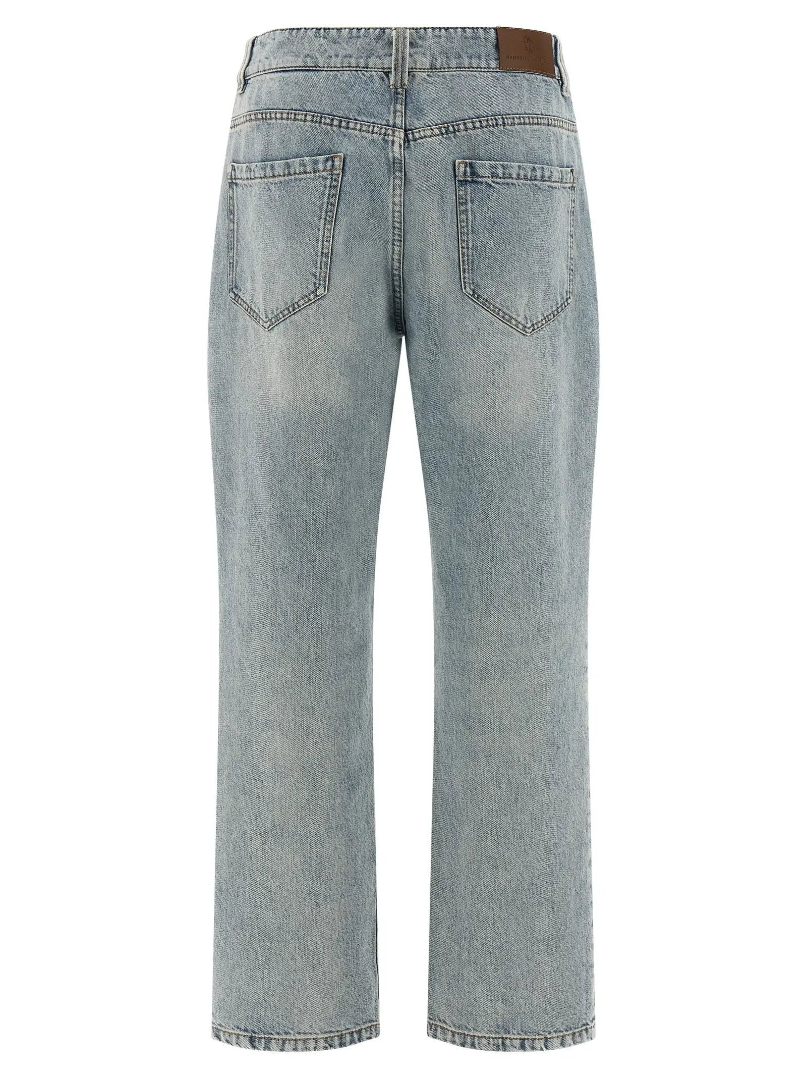Jean droit en coton bleu Brunello Cucinelli