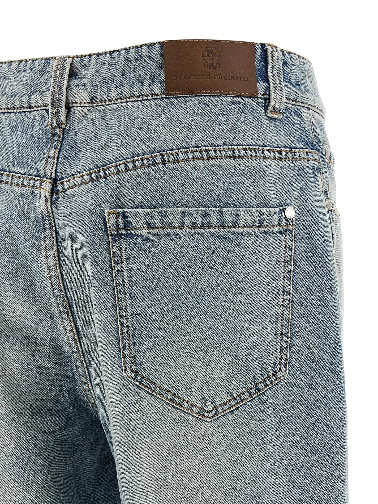 Jean droit en coton bleu Brunello Cucinelli