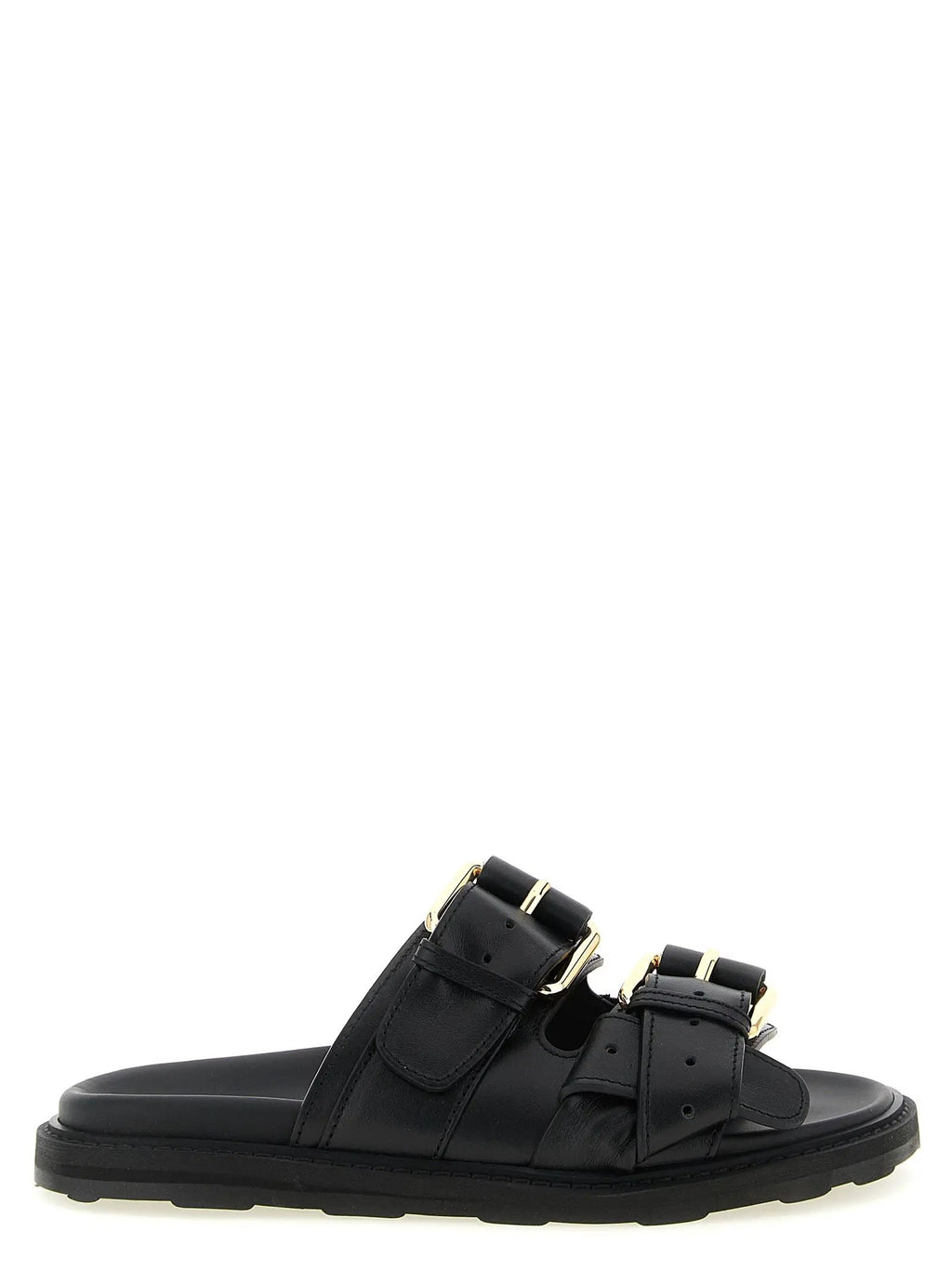 Moschino Black Calfskin Slides