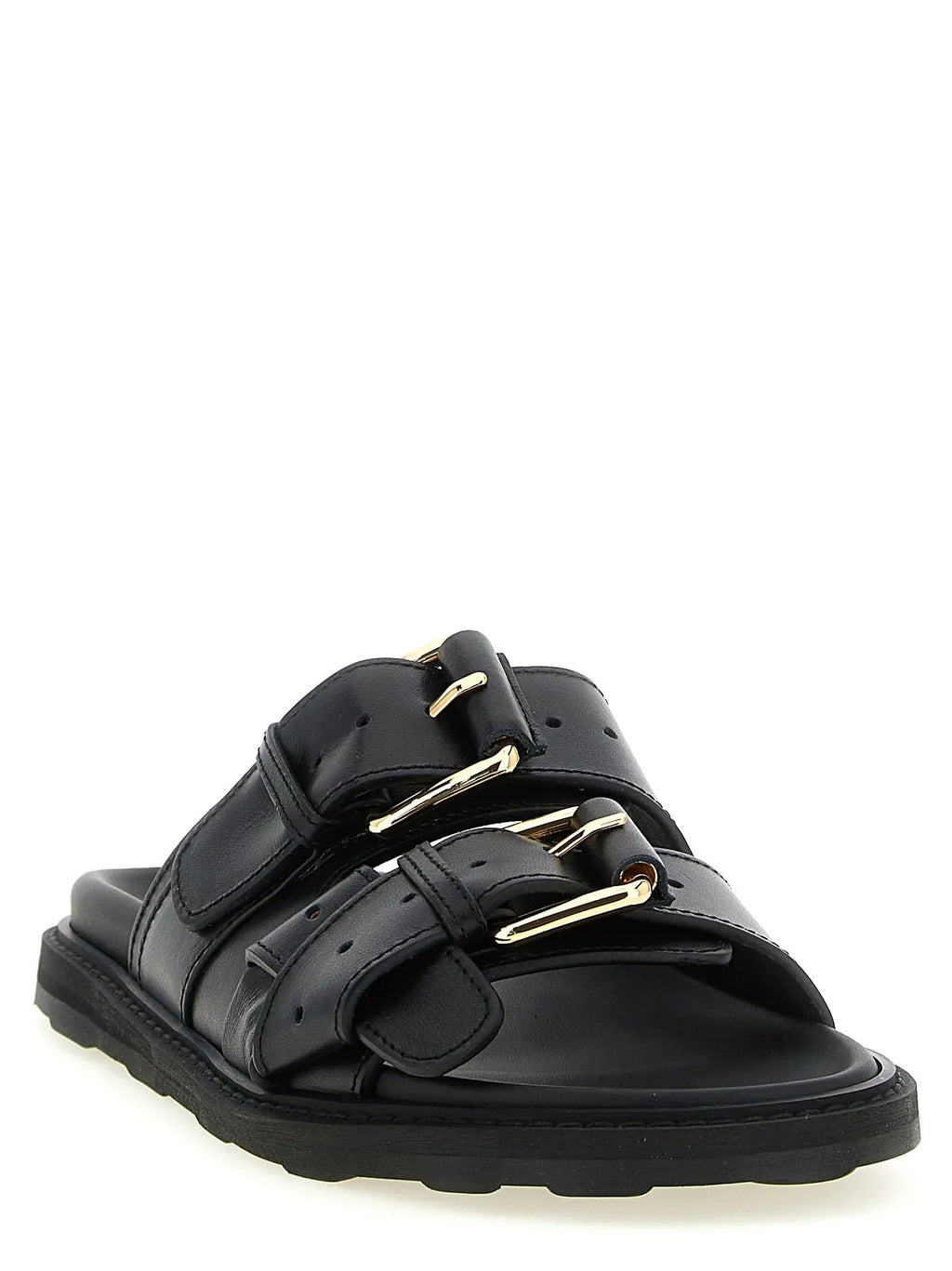 Moschino Black Calfskin Slides