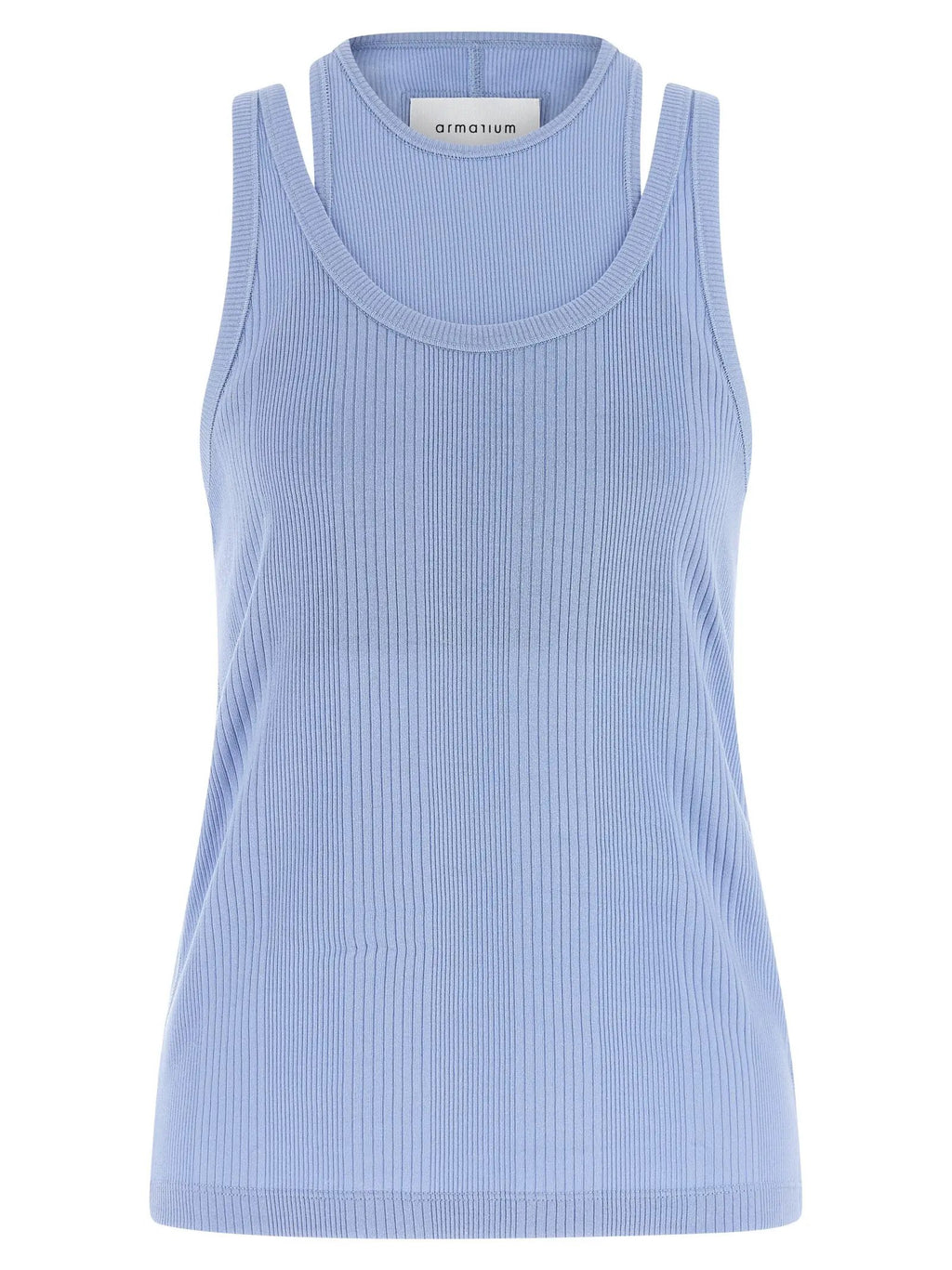 Armarium Blue Cotton Sleeveles T-Shirt