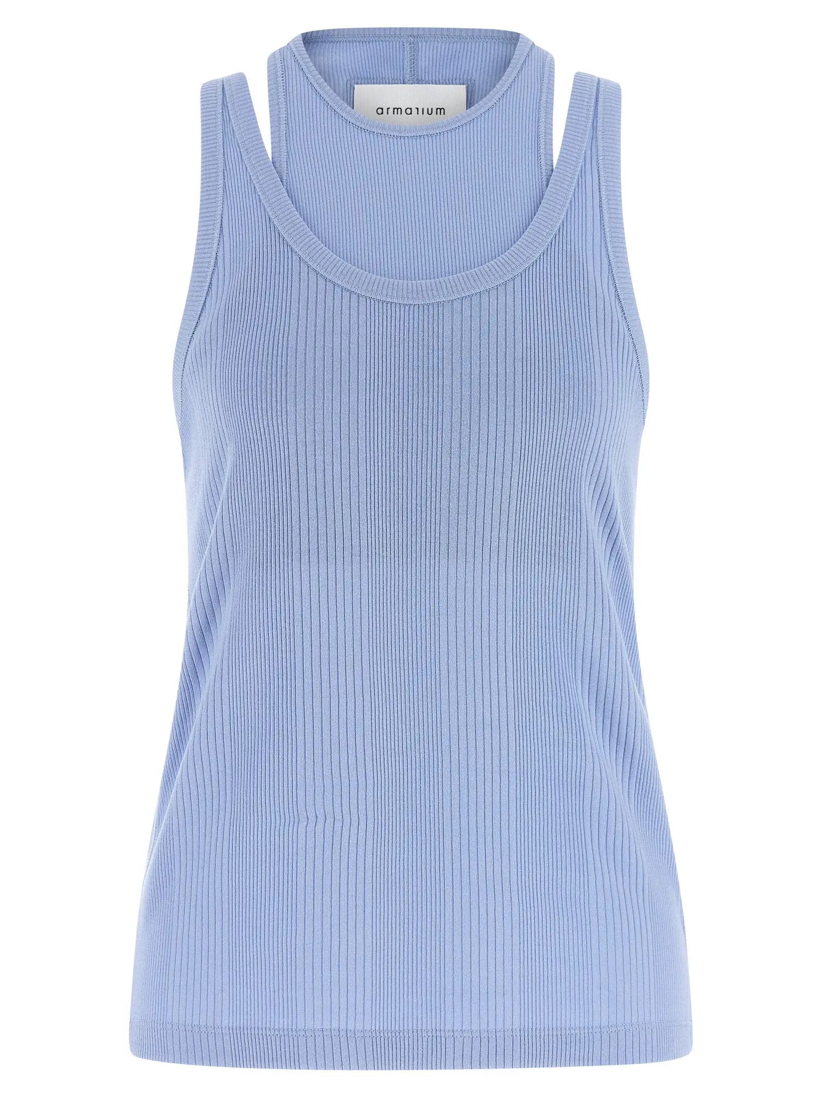 Armarium Blue Cotton Sleeveles T-Shirt