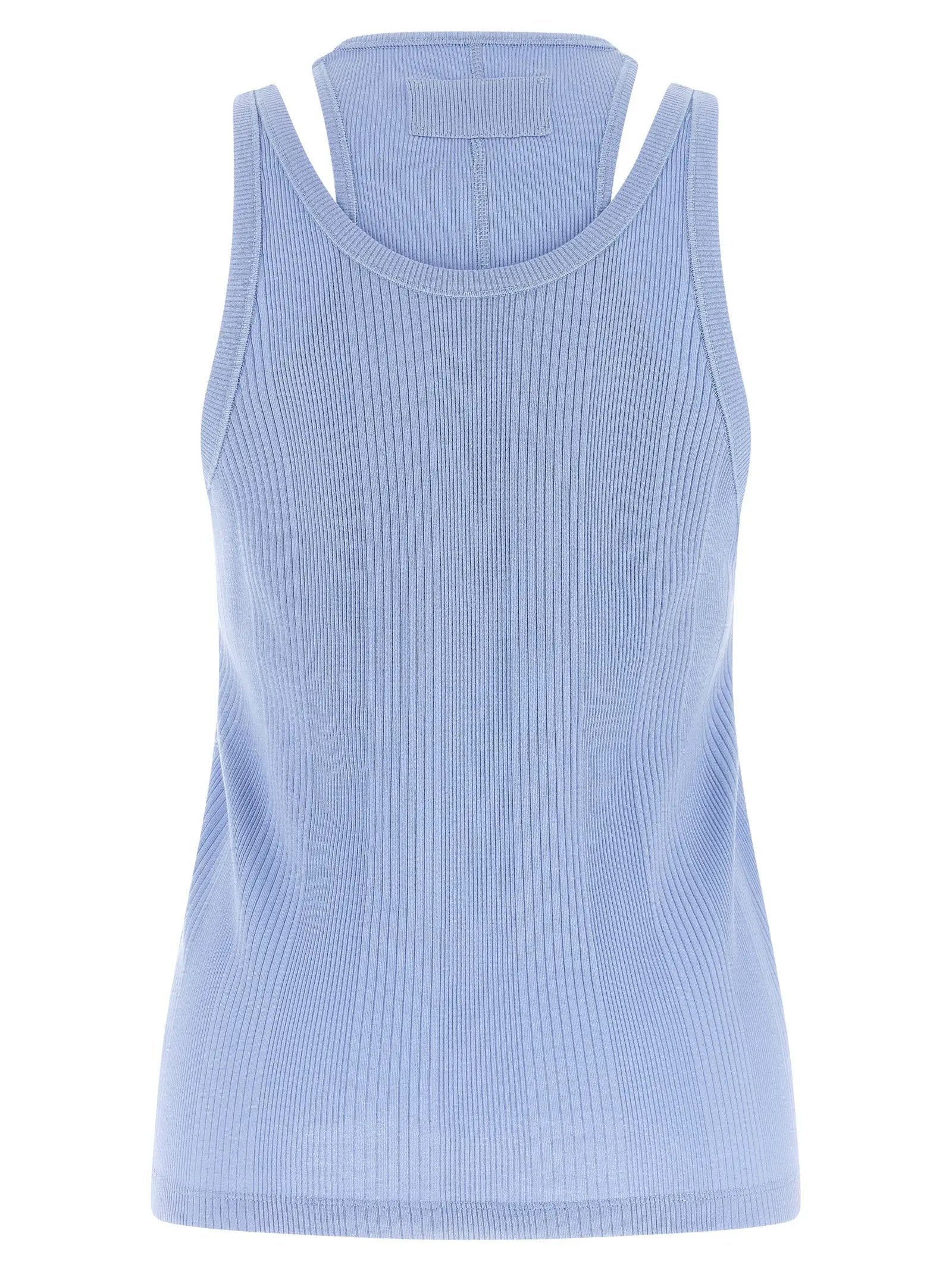 Armarium Blue Cotton Sleeveles T-Shirt