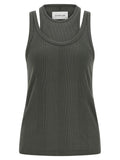 Armarium Gray Cotton Sleeveles T-Shirt