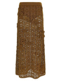 PINKO Brown Cotton Midi Skirt