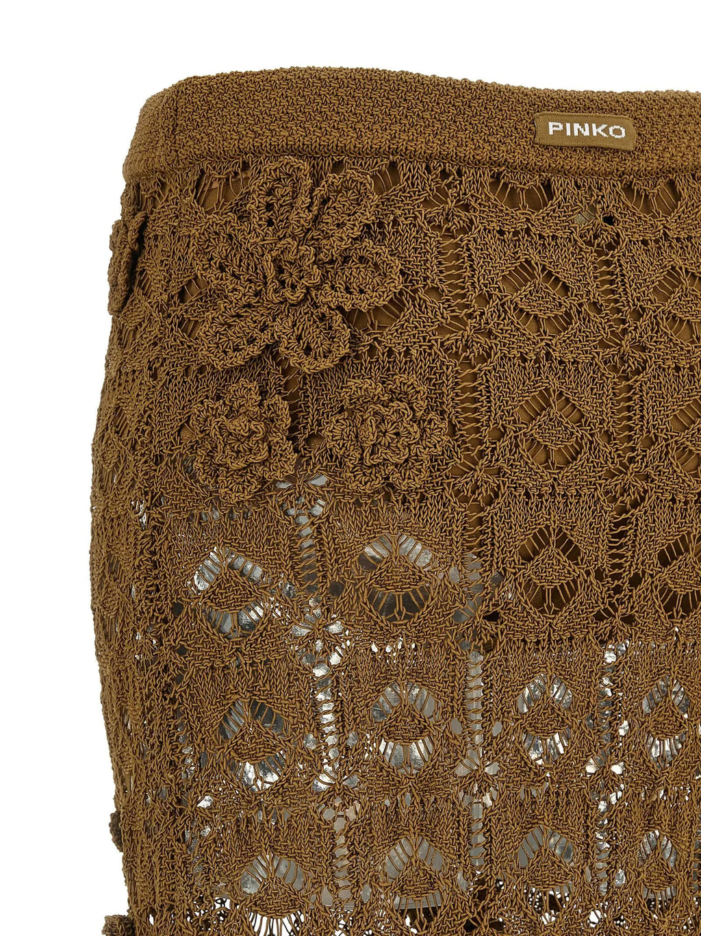 PINKO Brown Cotton Midi Skirt