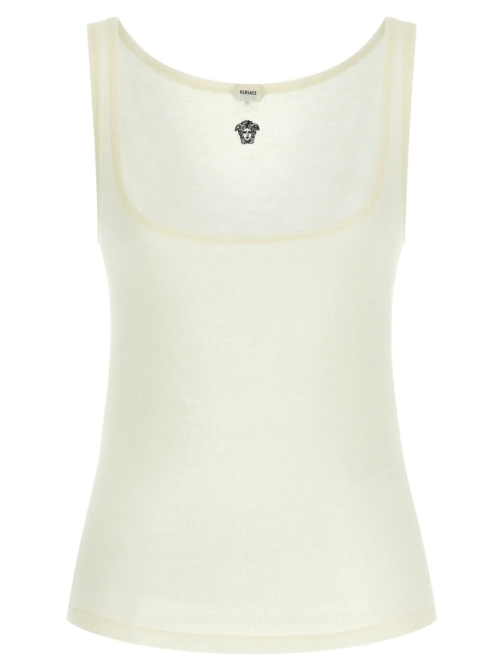 Versace White Virgin Wool Sleeveles T-Shirt