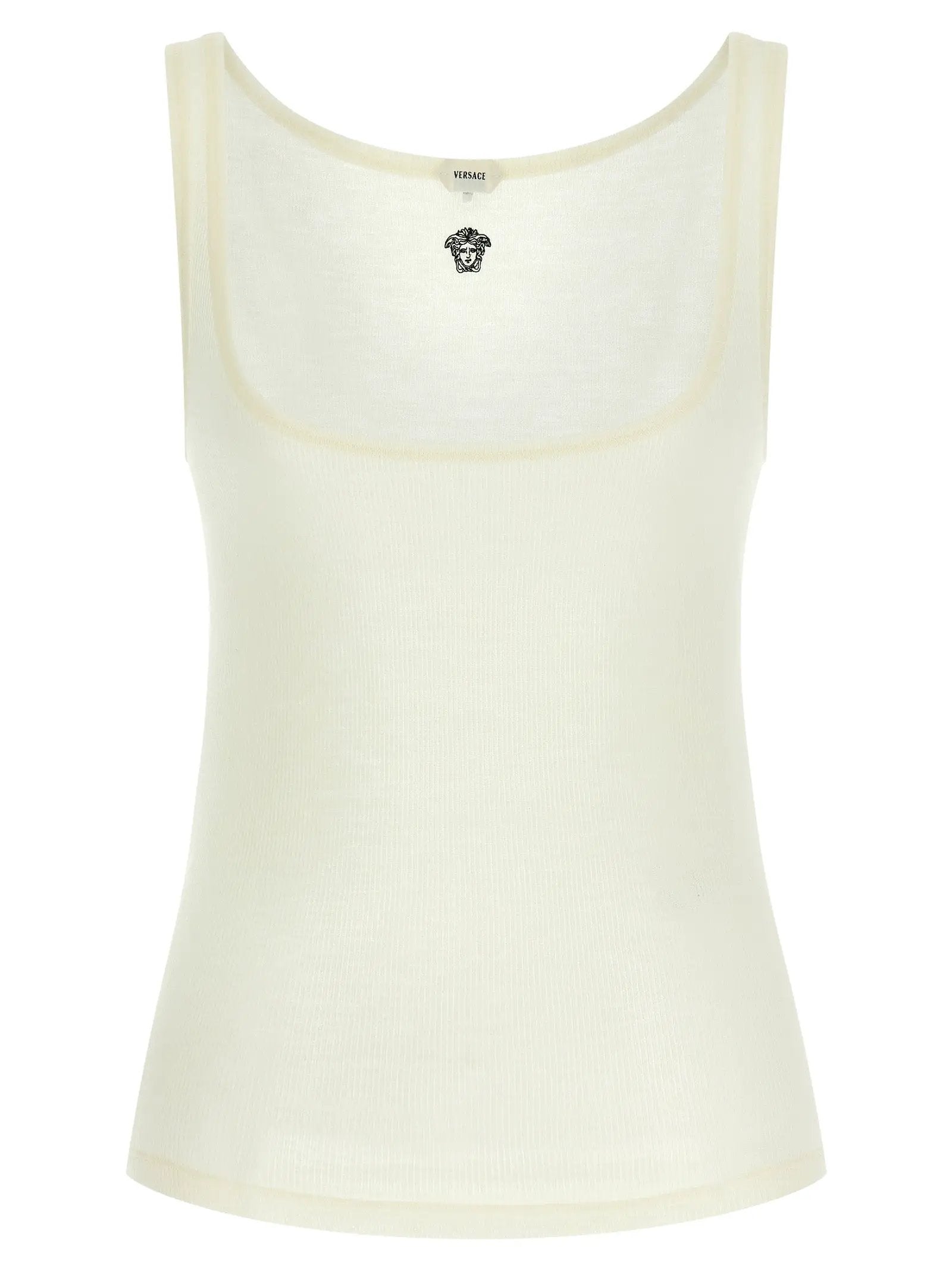 Versace White Virgin Wool Sleeveles T-Shirt