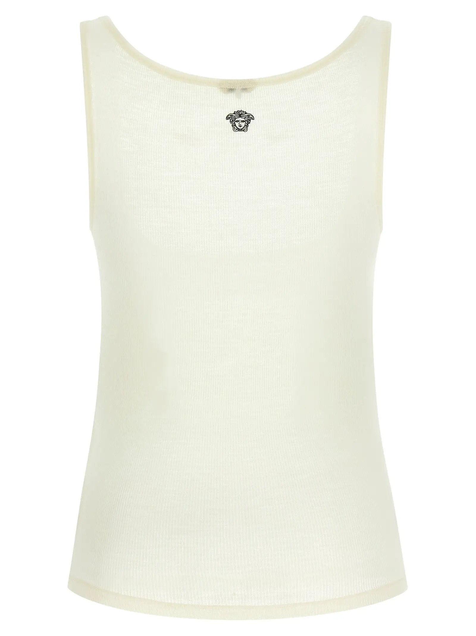 Versace White Virgin Wool Sleeveles T-Shirt